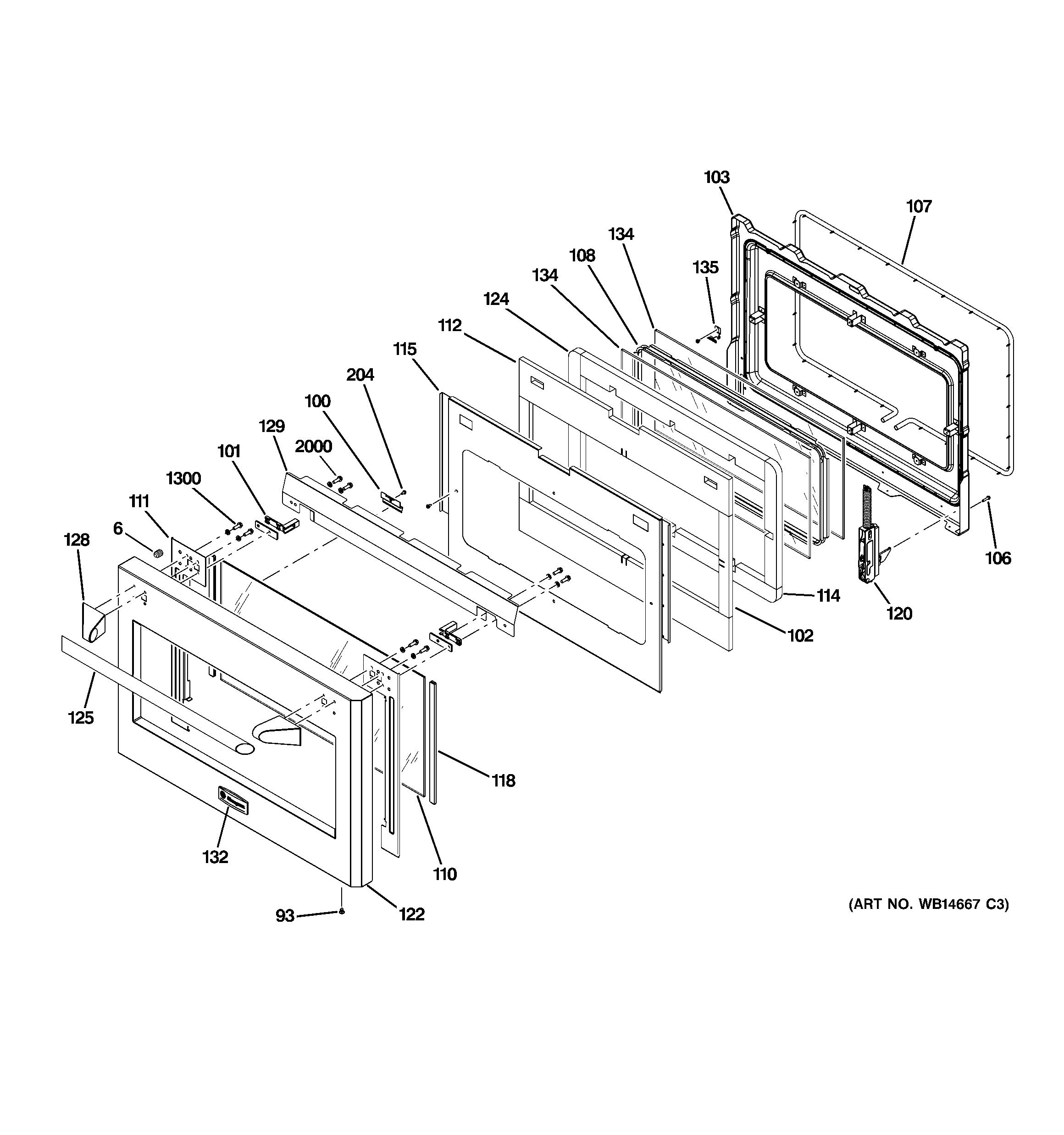 GE ZGP486LRR3SS large door assembly diagram