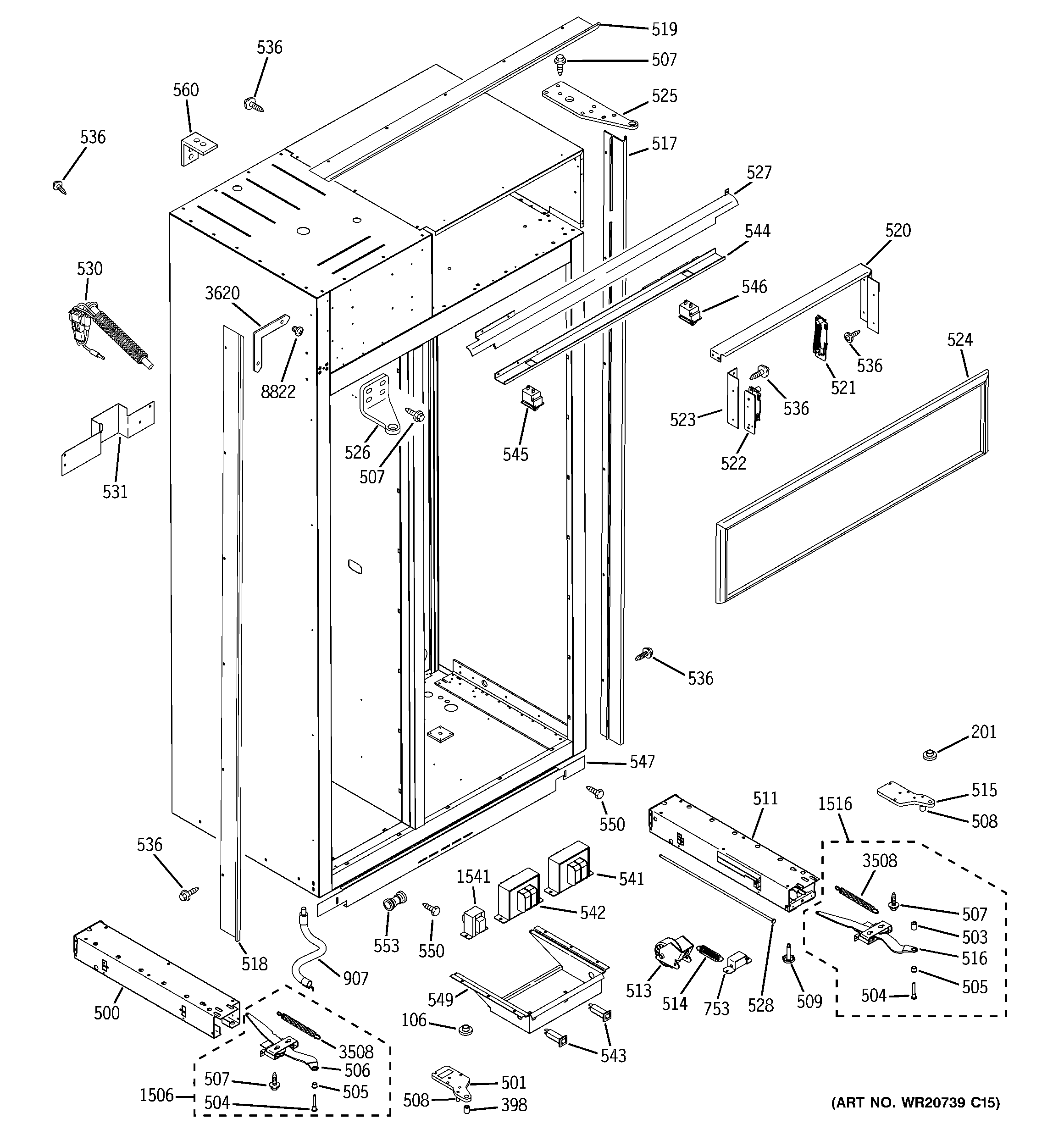 GE ZISB360DXA case parts diagram
