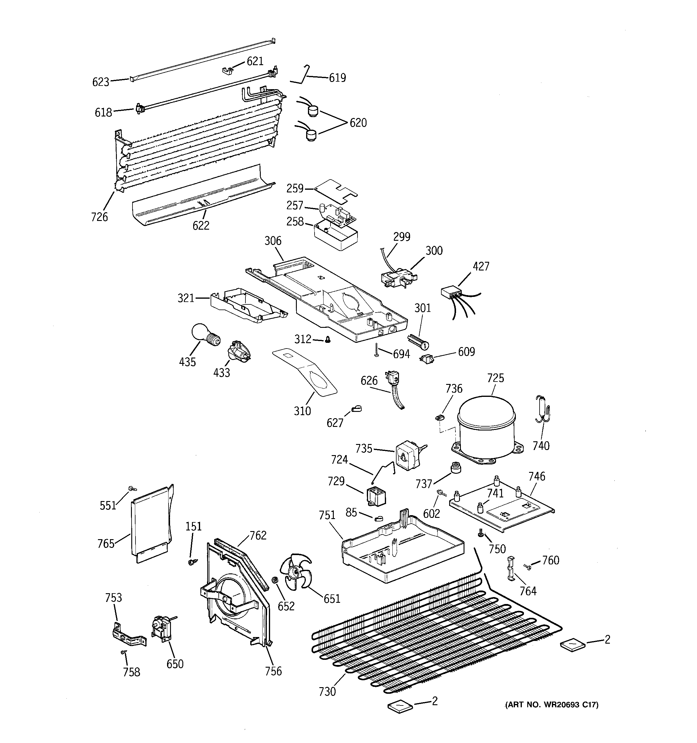 GE GTH17DBD4RCC machine compartment diagram