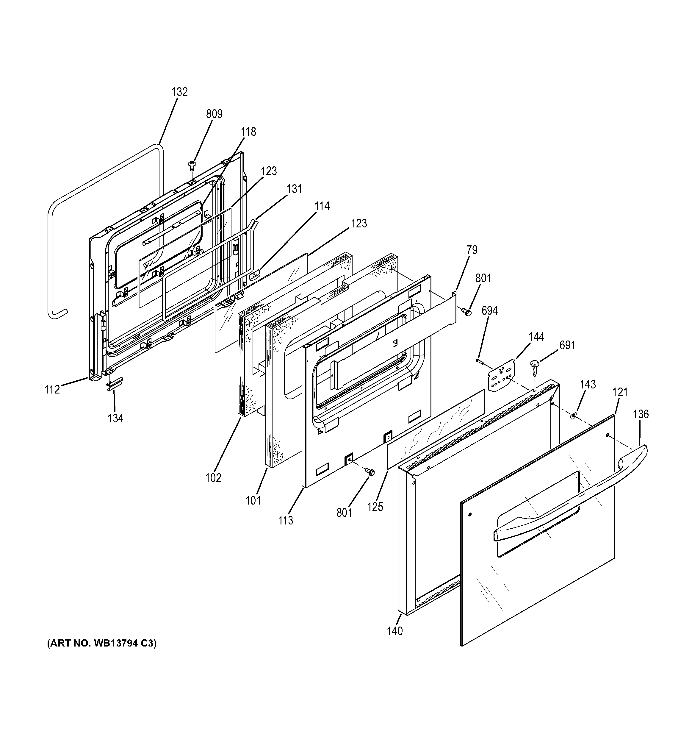 GE JRP28SK2SS upper door diagram