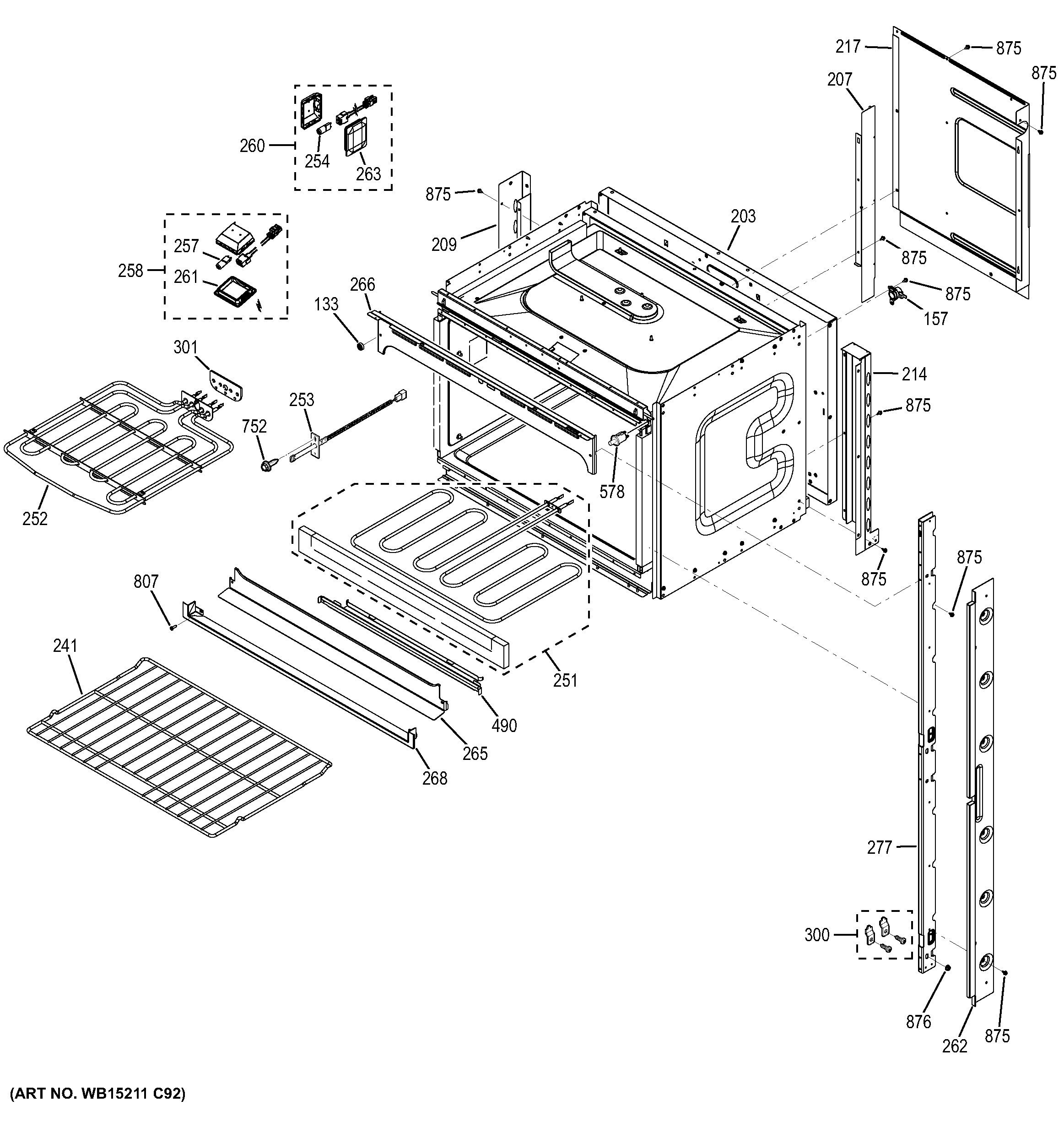 GE JT5500DF3BB upper oven diagram