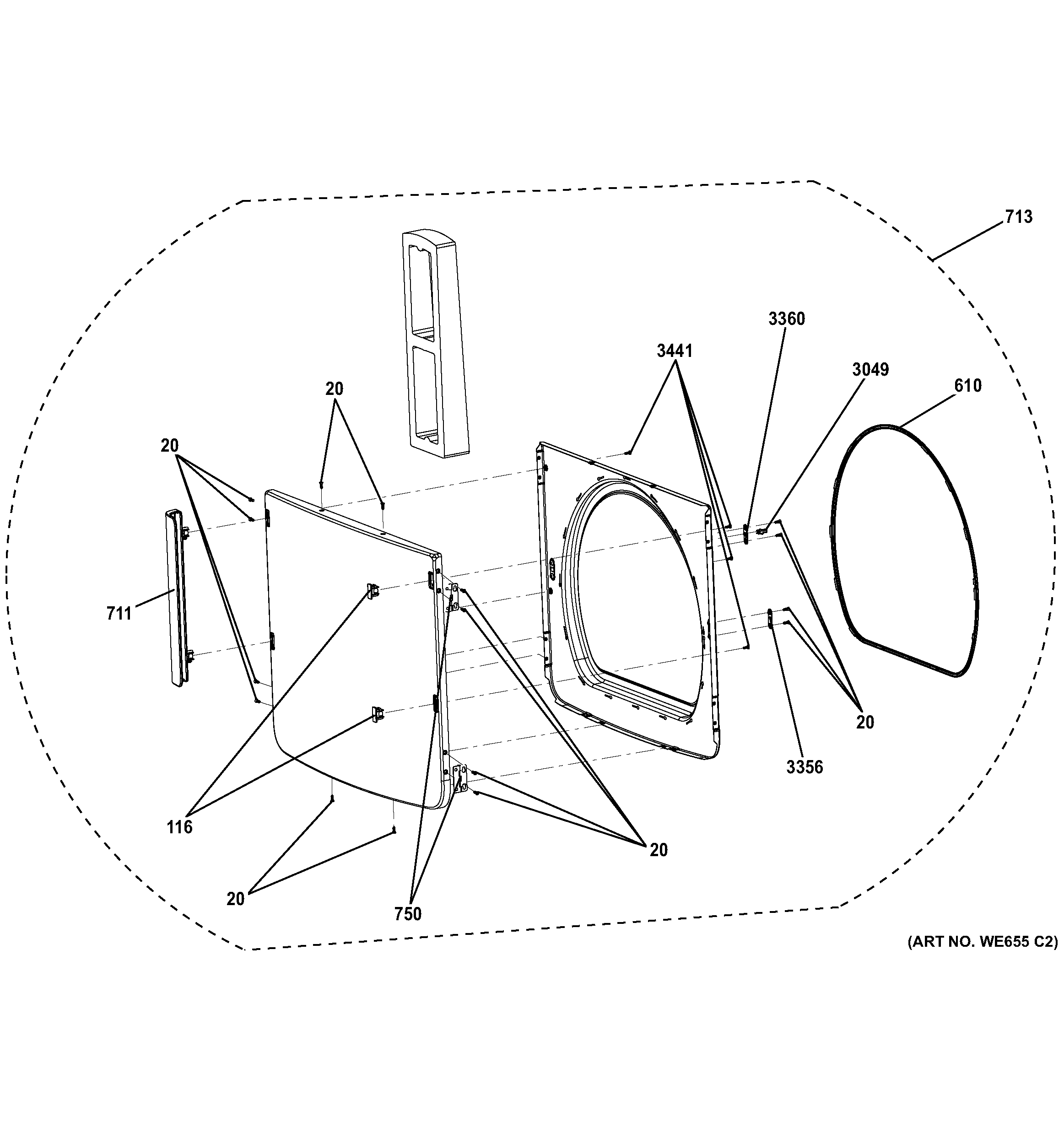 GE GTD81ESSJ0WS door assembly diagram
