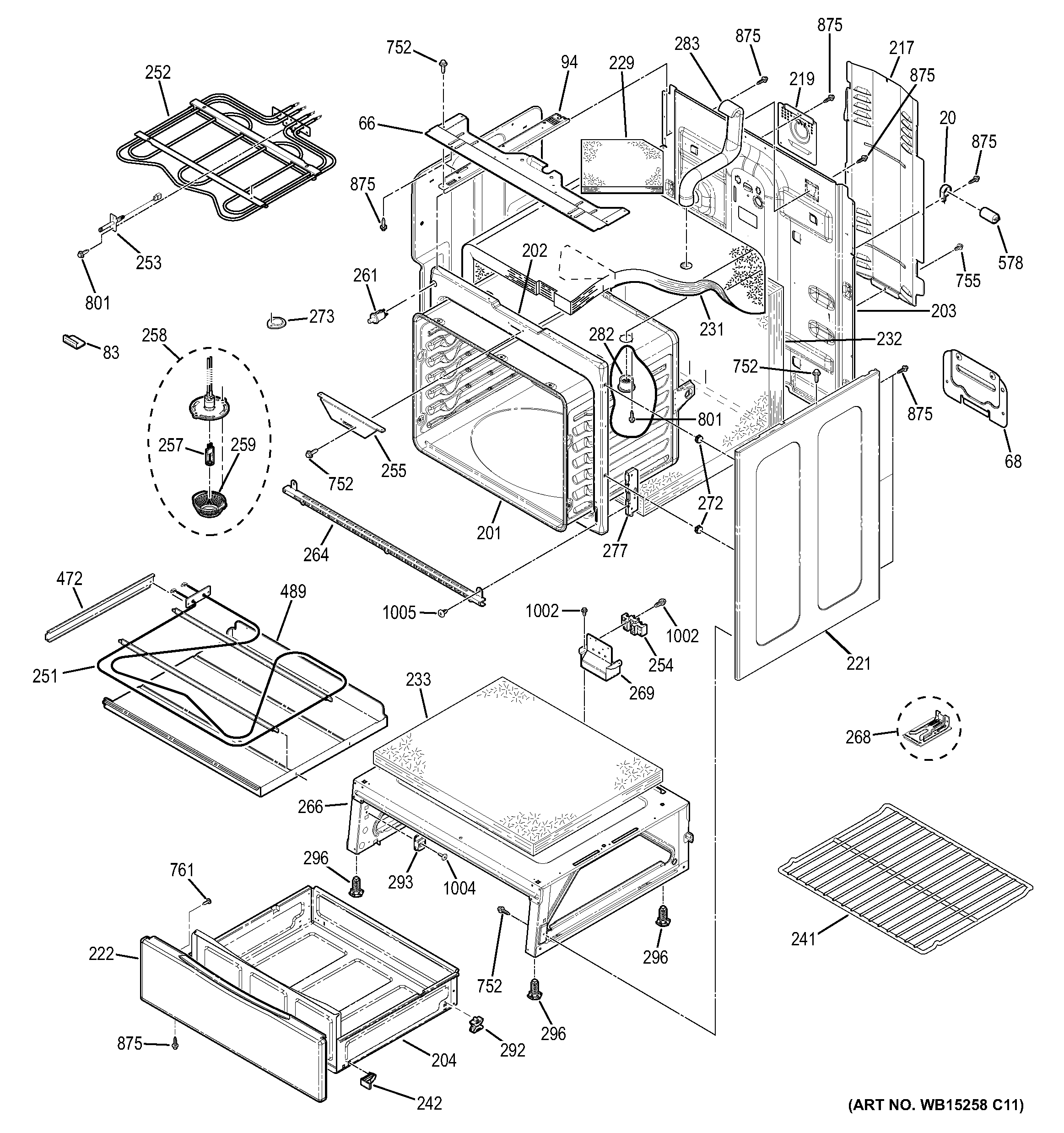 GE JB700EJ1ES body parts diagram