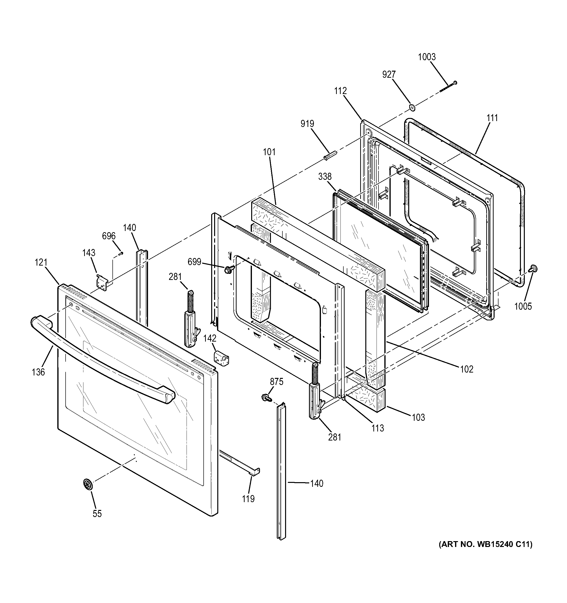 GE JB750DJ1BB door diagram