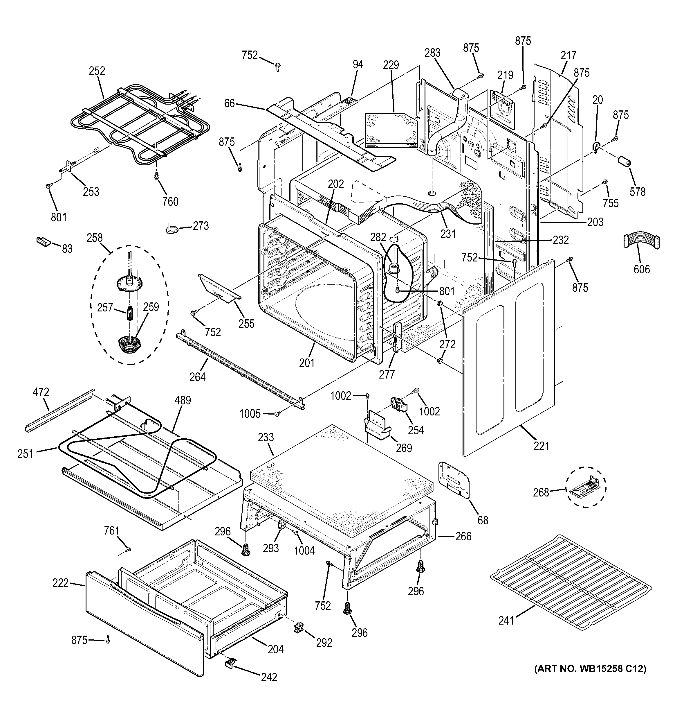 GE JB750DJ1WW body parts diagram