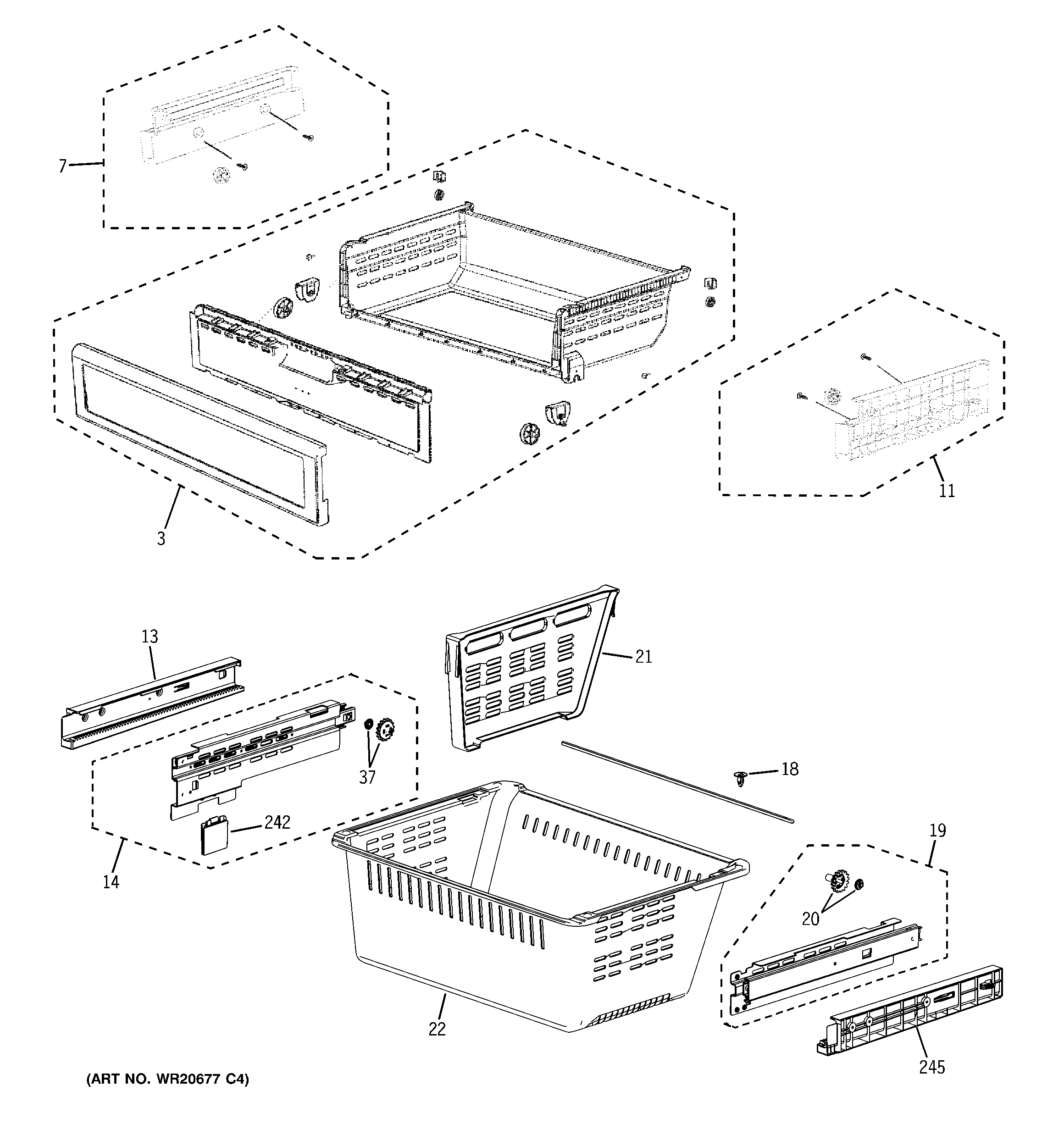 GE PFSS6PKXFSS freezer shelves diagram