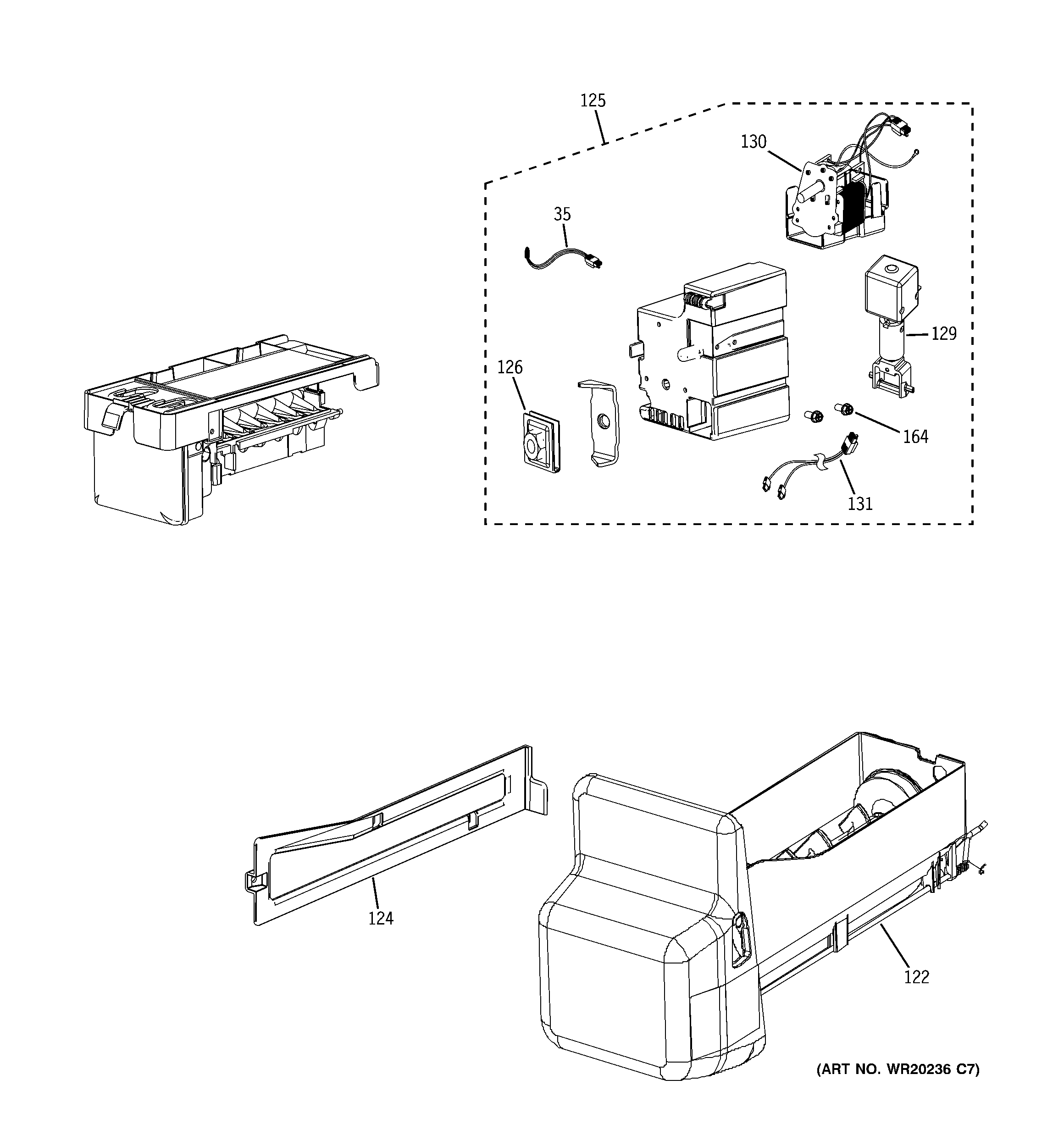 GE PFSS6PKXFSS ice maker & dispenser diagram