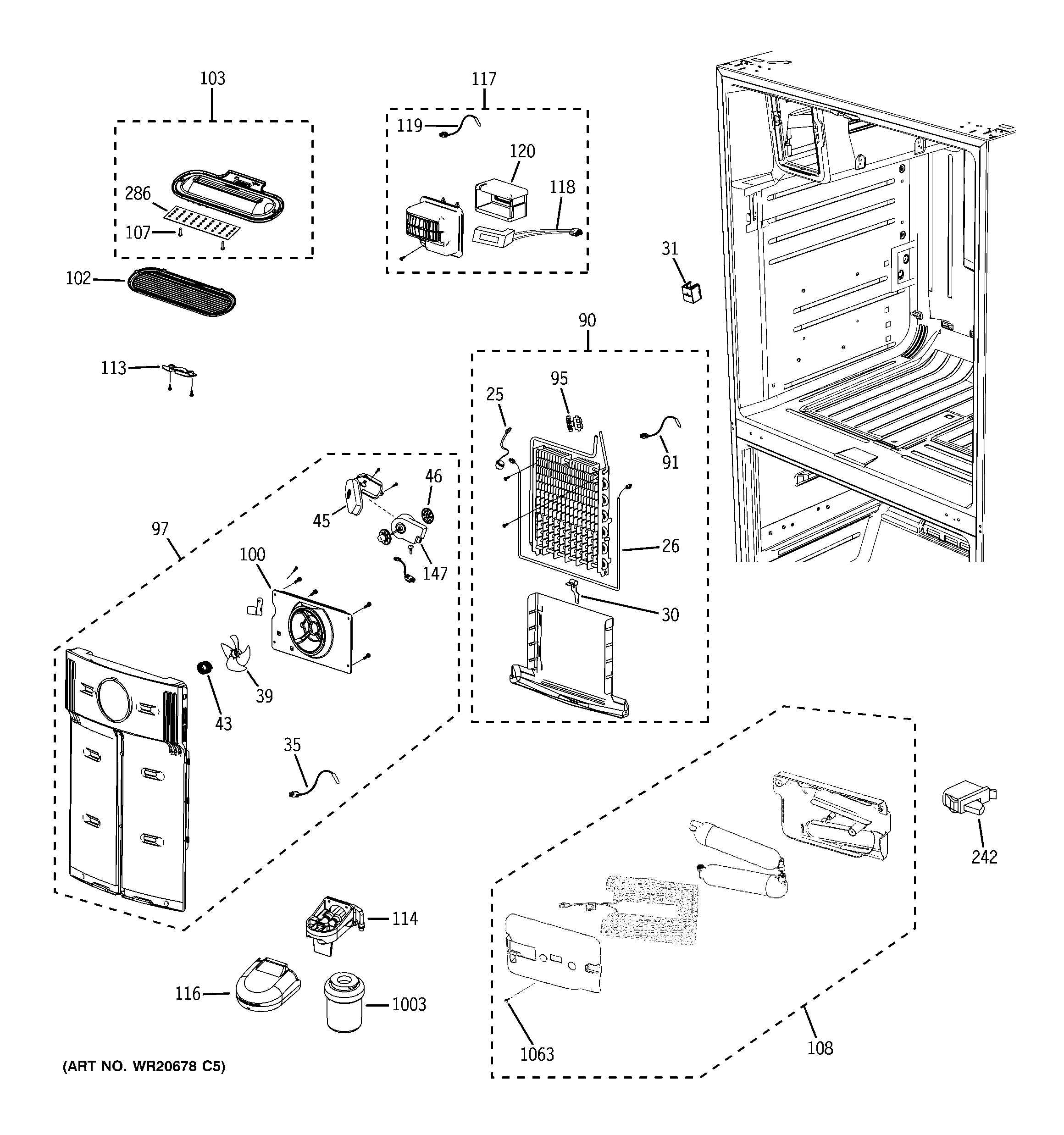 GE PFSS6PKXFSS fresh food section diagram