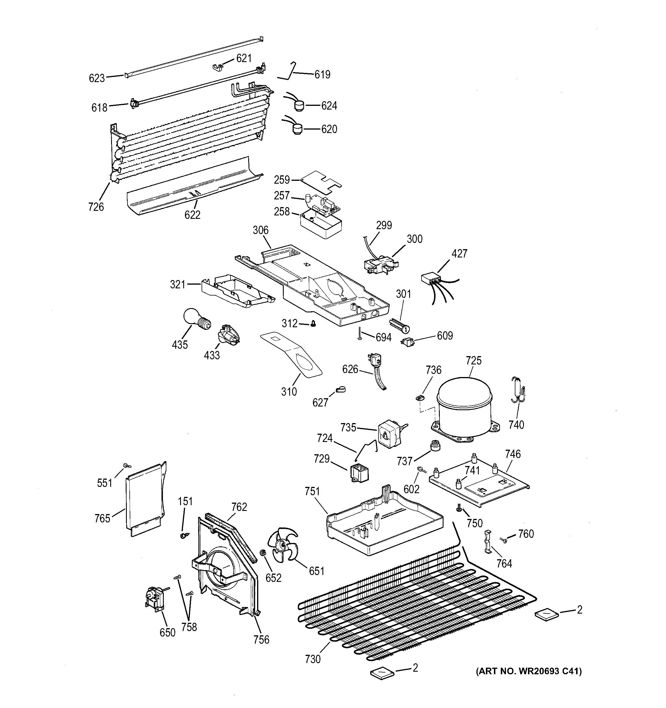 GE GTH17DBDDRWW machine compartment diagram