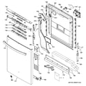GE GDT740SSF2SS escutcheon & door assembly diagram