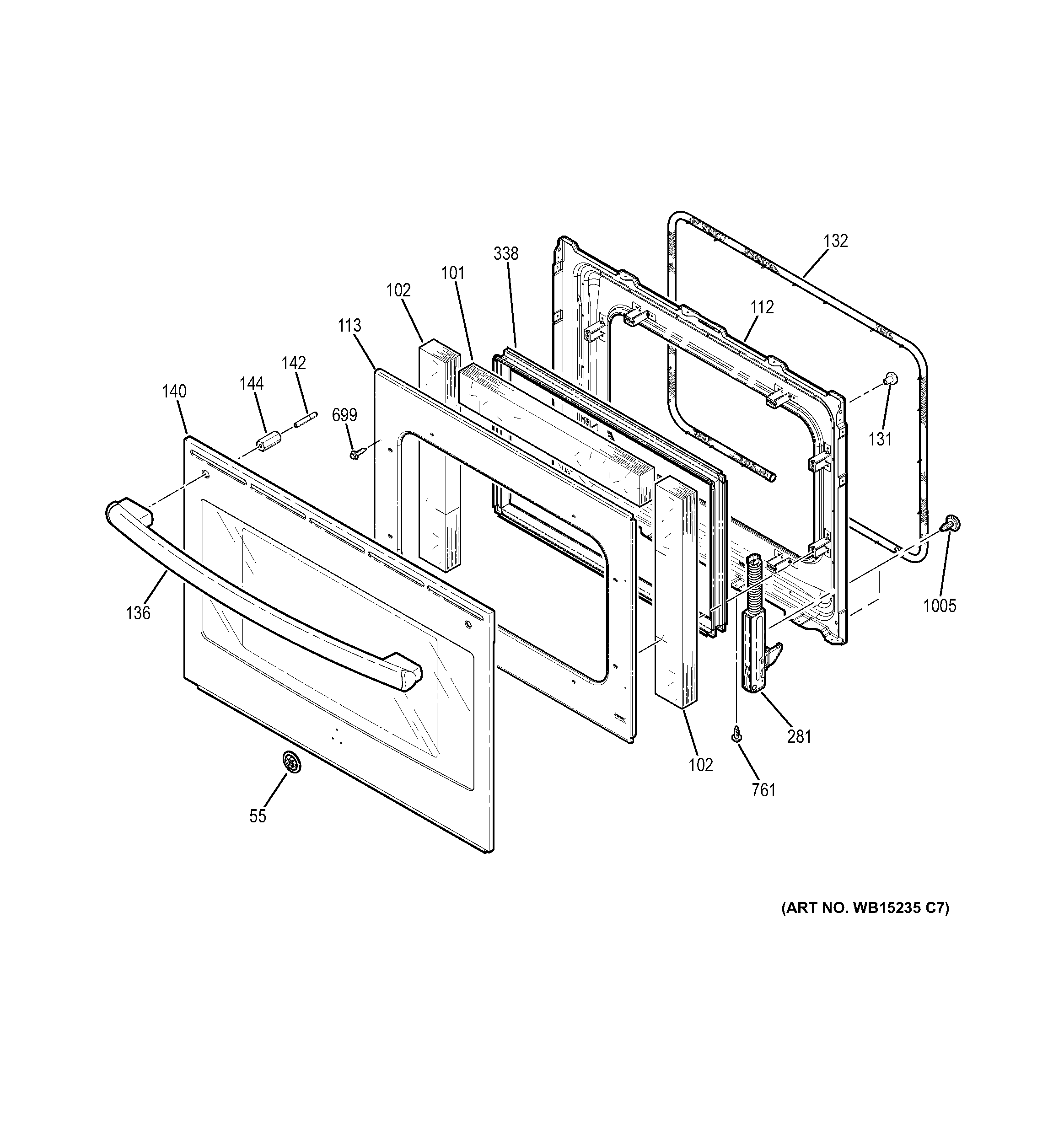 GE JD750SF3SS door diagram
