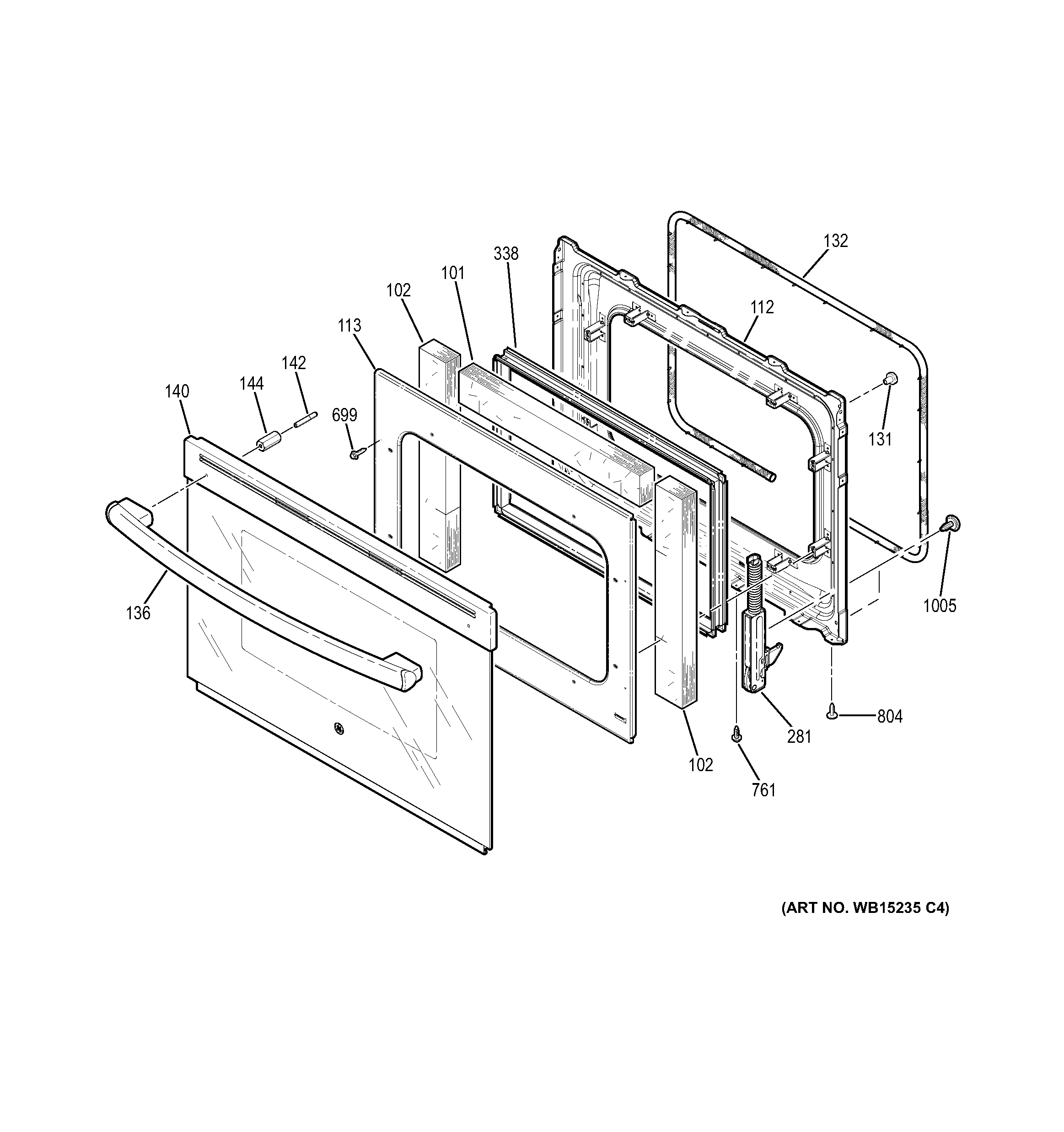 GE JS630DF3WW door diagram
