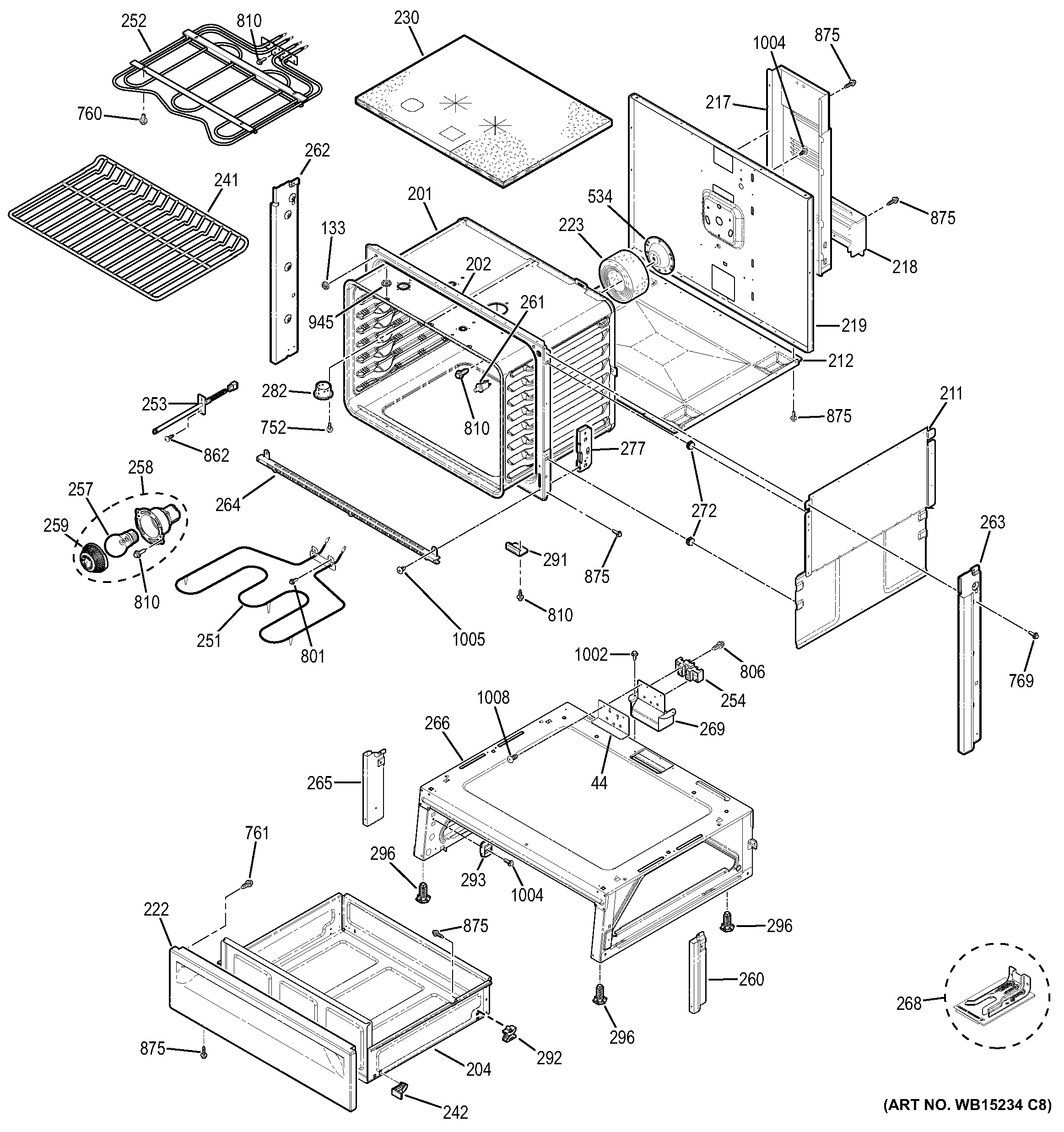 GE JS630SF3SS body parts diagram