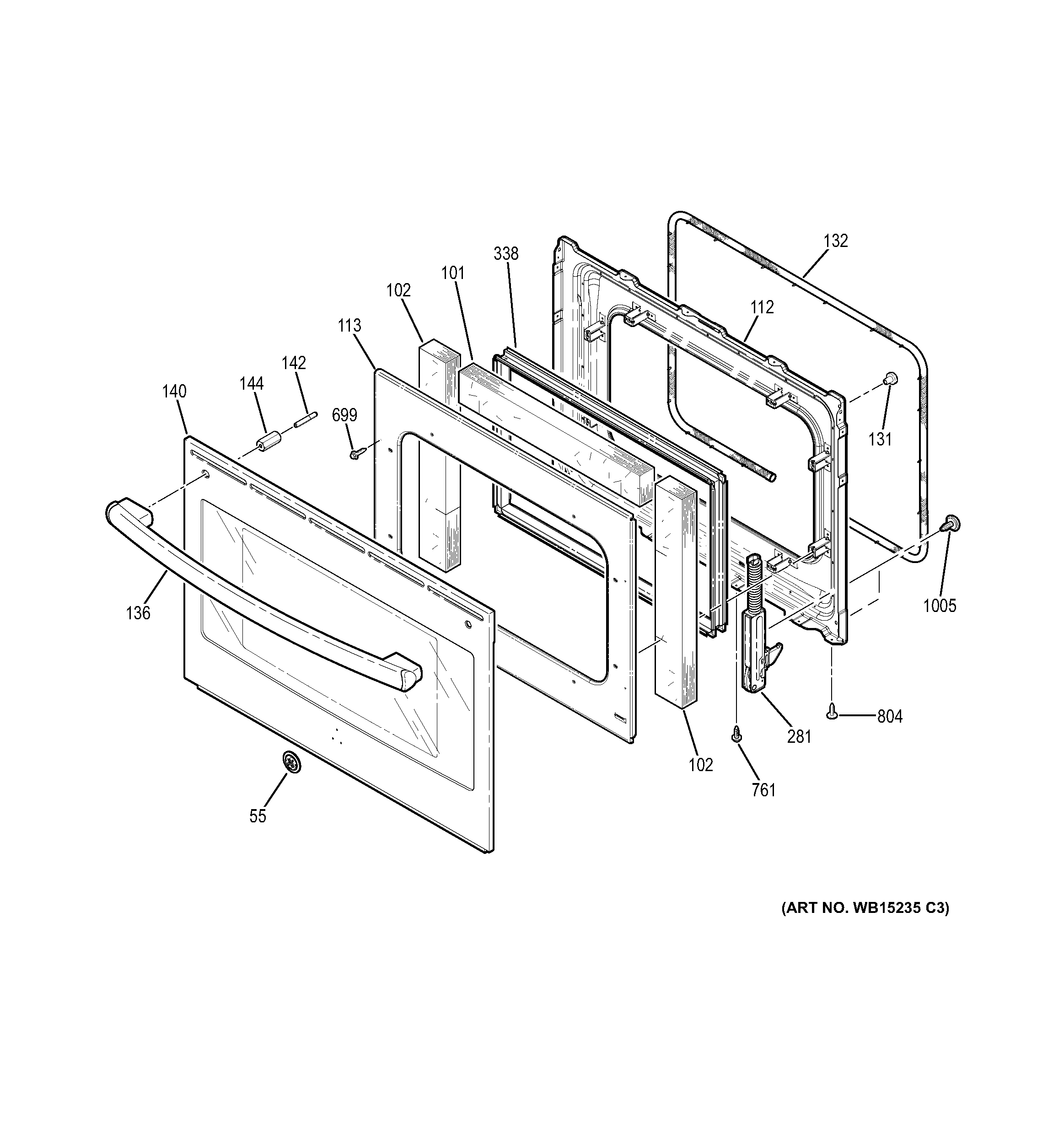 GE JS630SF3SS door diagram