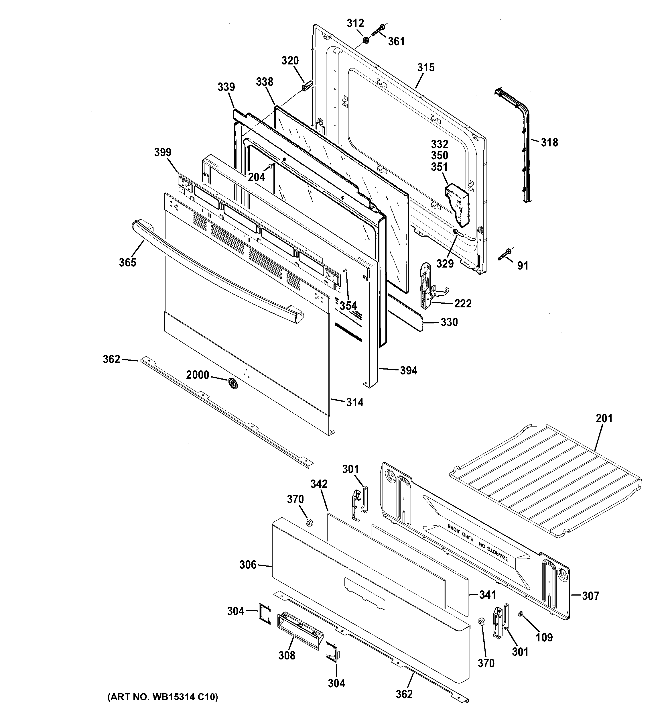 GE JGBS60REK1SS door & drawer parts diagram