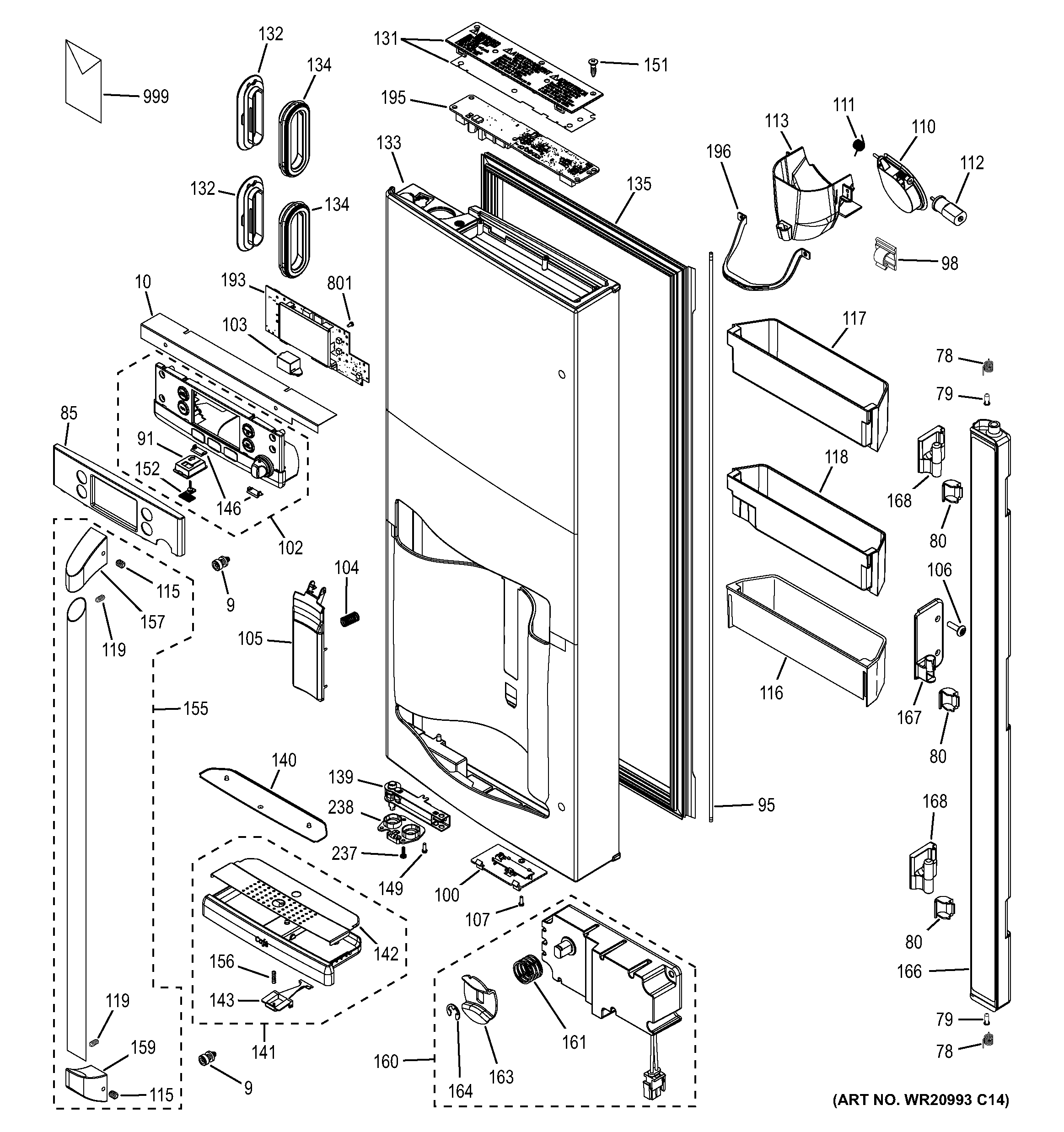 GE CFE28TSHISS dispenser door diagram