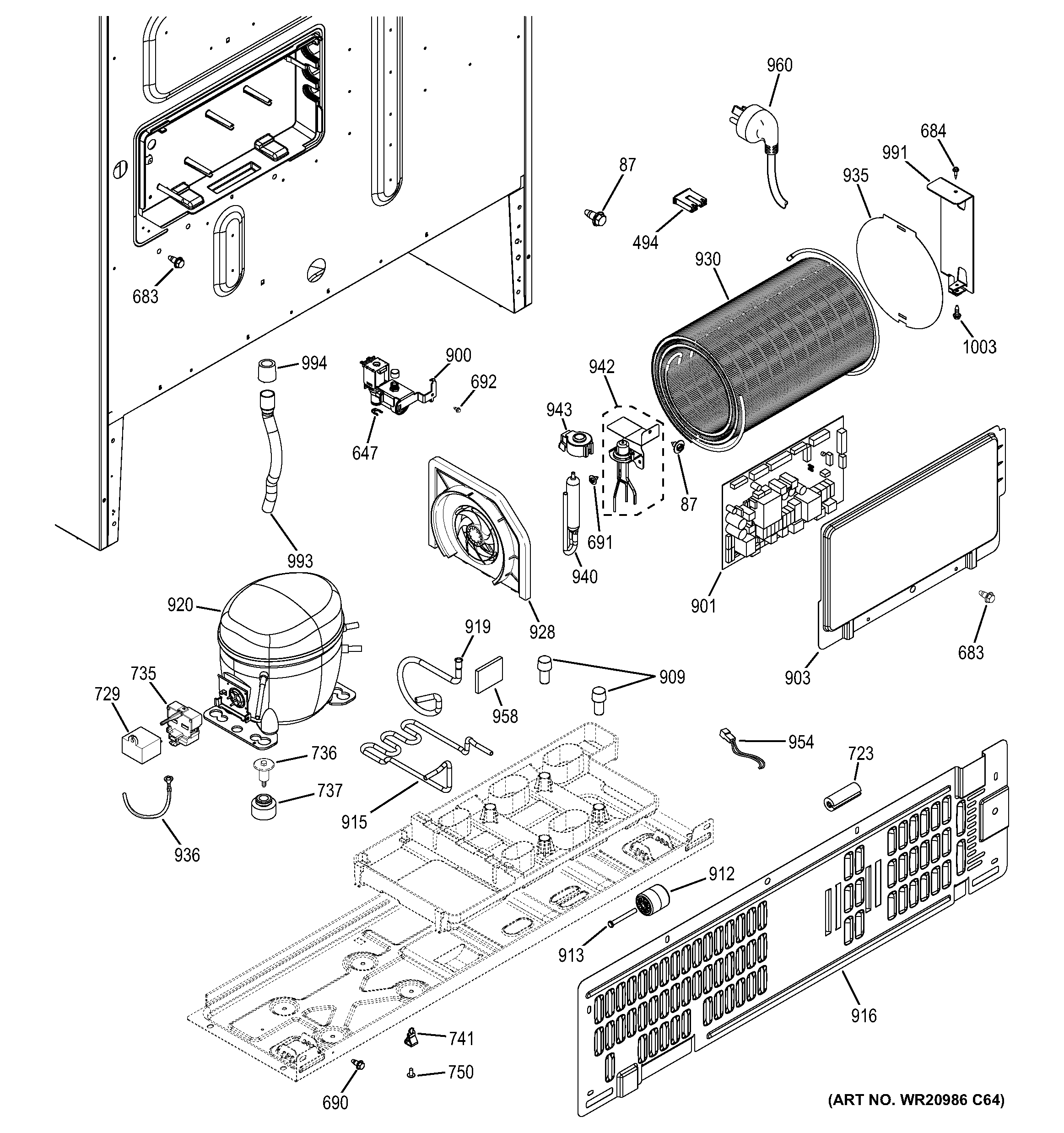 GE CFE28TSHISS machine compartment diagram