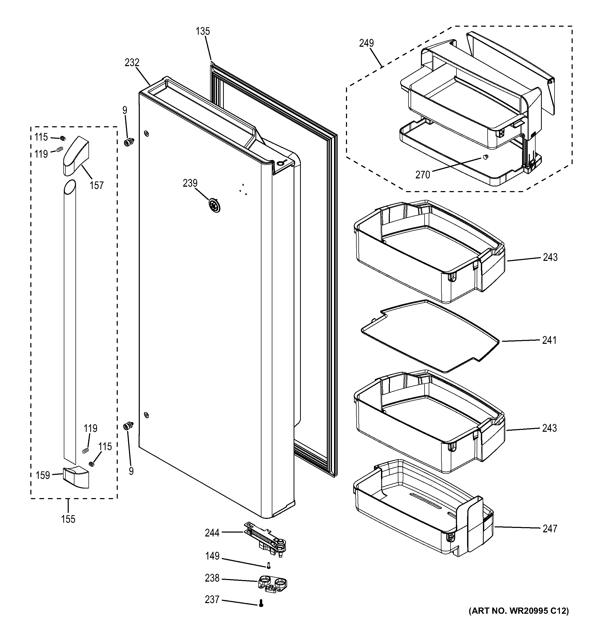 GE CFE28TSHISS fresh food door - rh diagram
