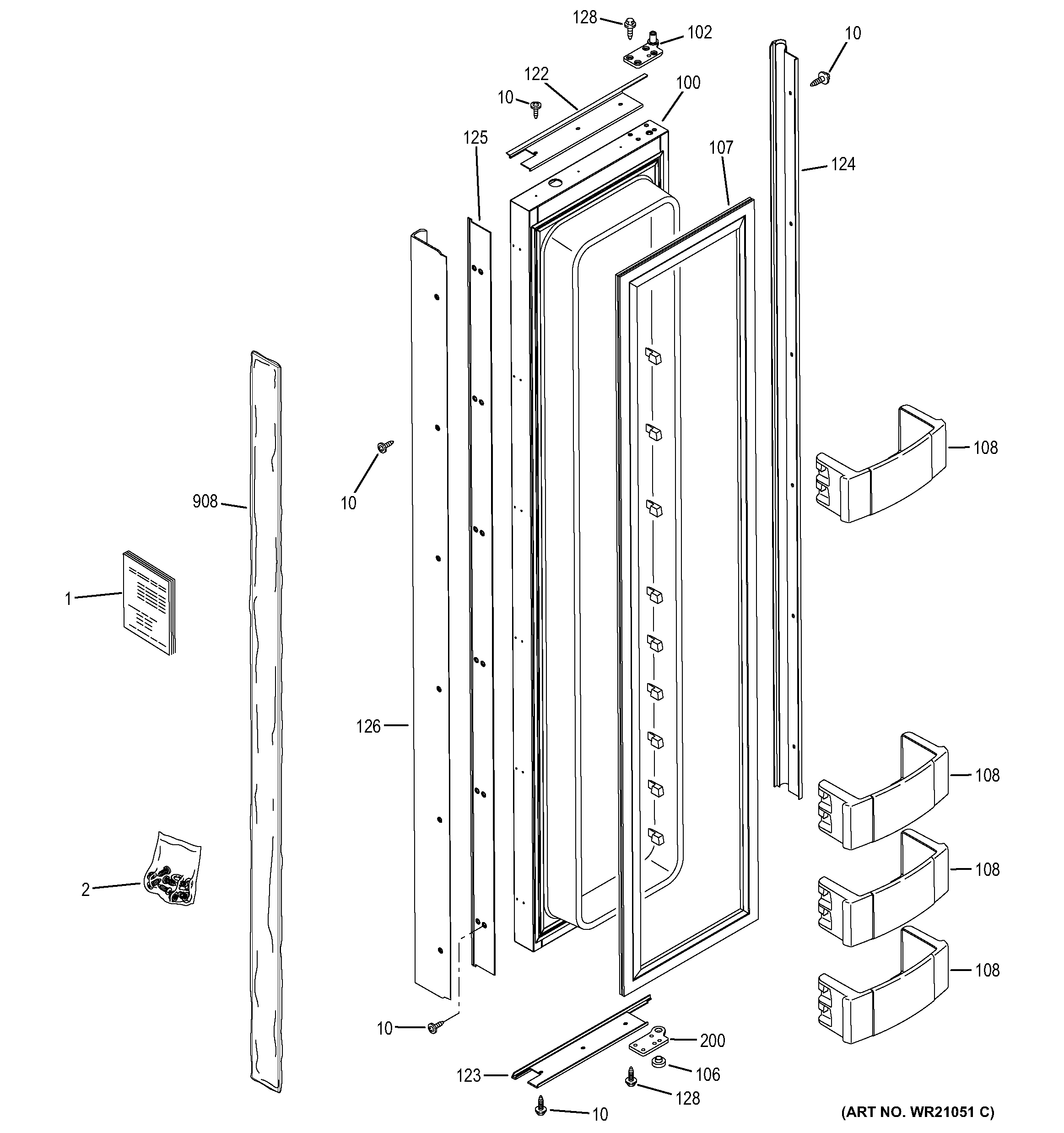 GE ZIS360NXD freezer door diagram