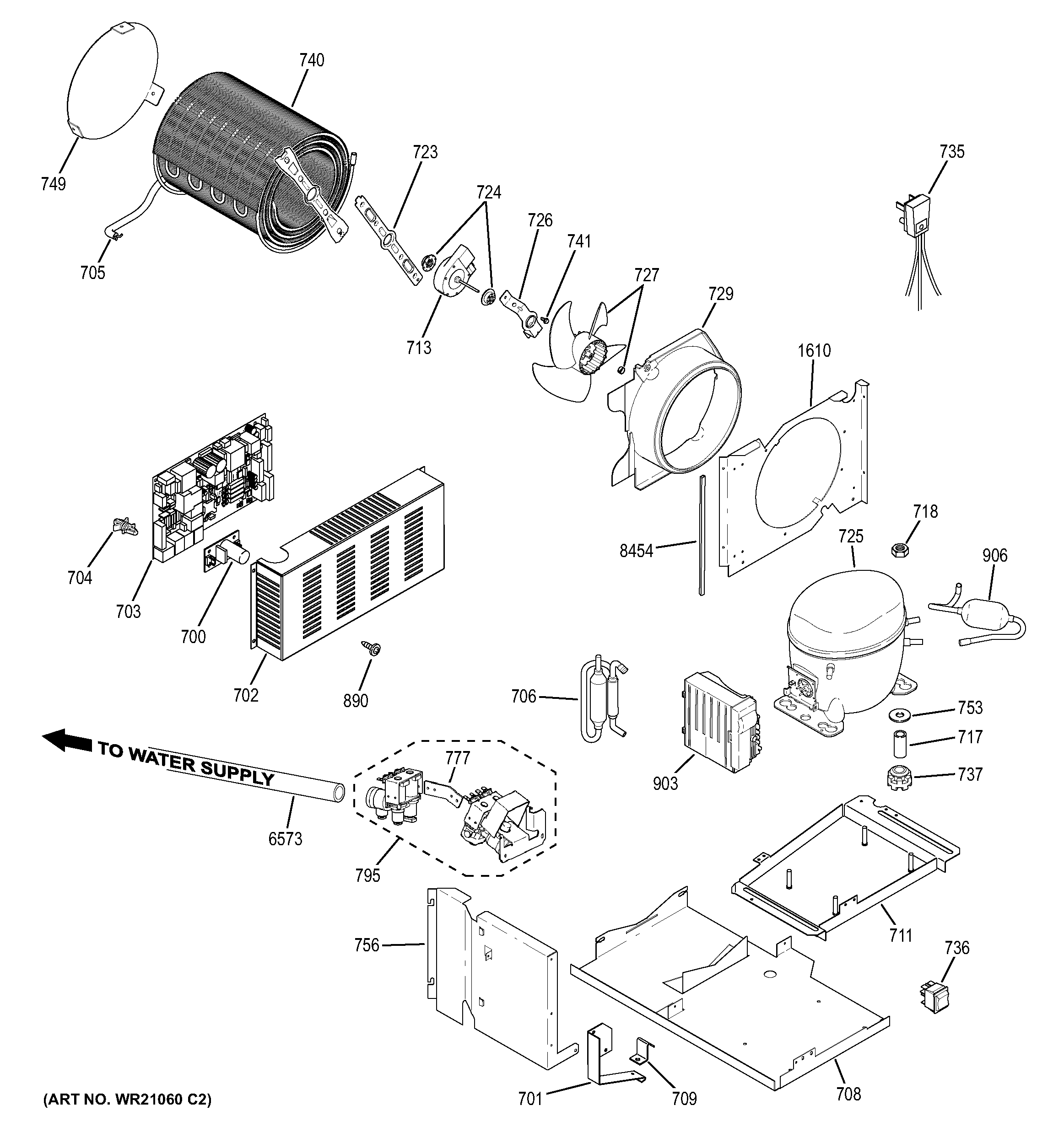 GE ZIS360NXD machine compartment diagram