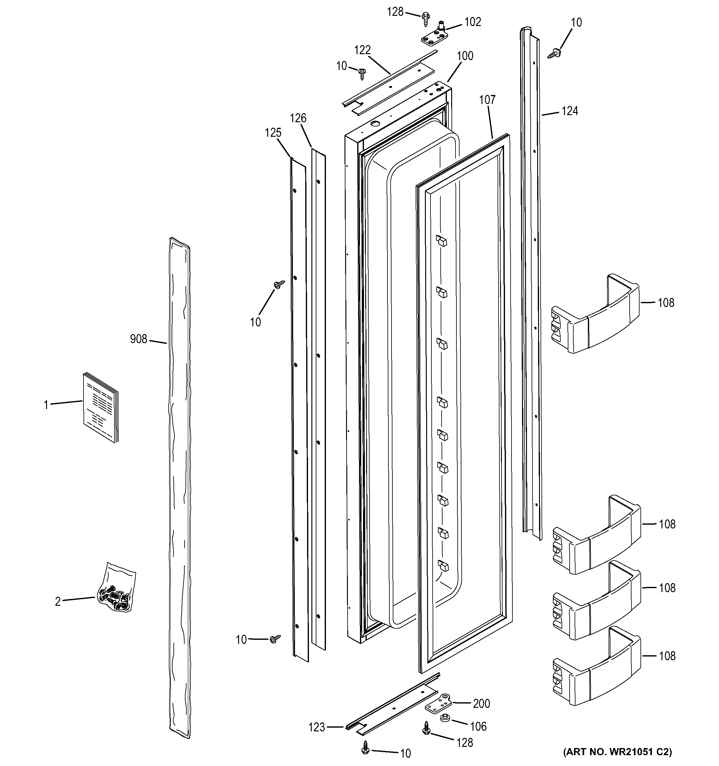 GE ZIS420NHA freezer door diagram