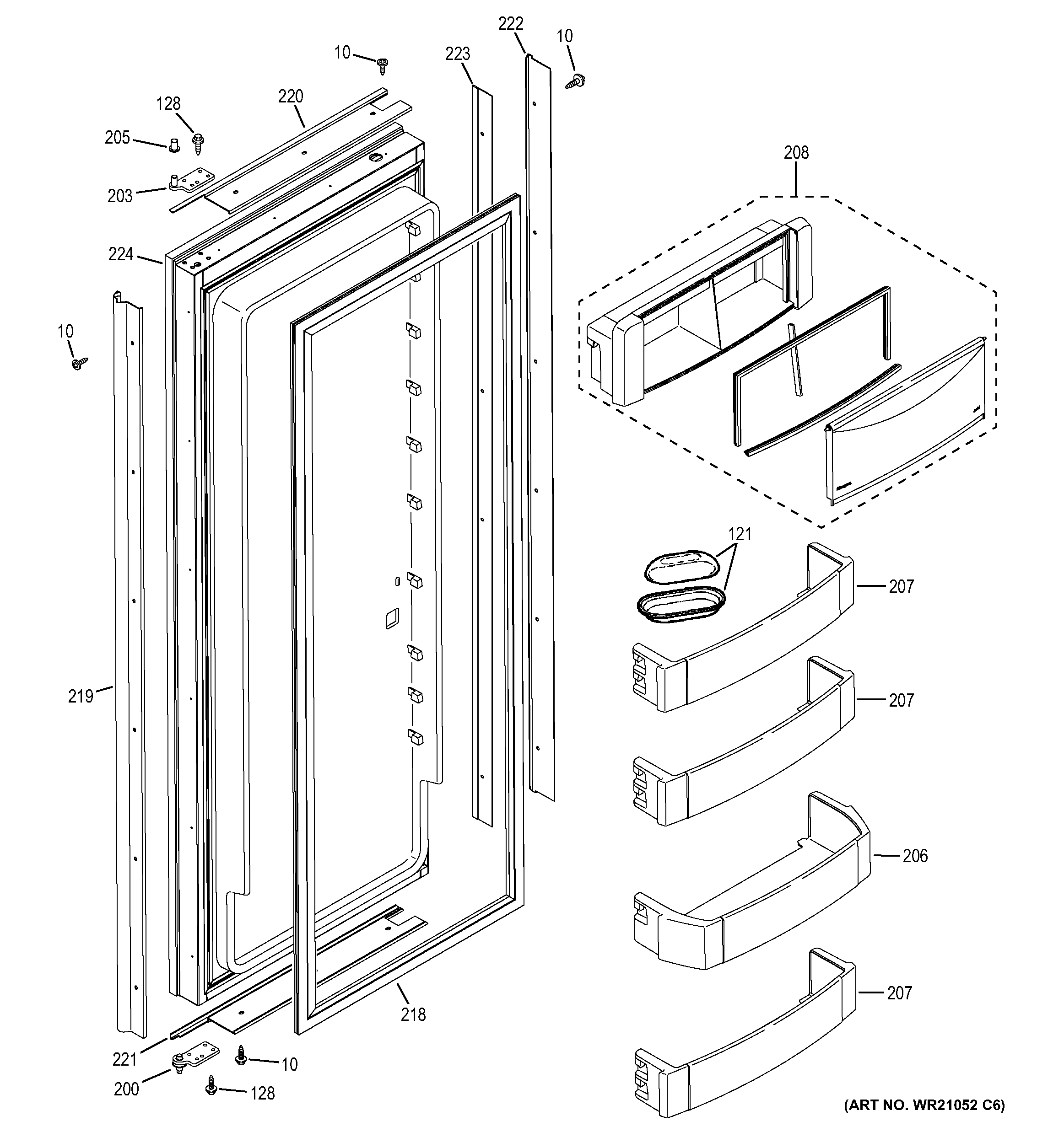 GE ZIS420NHA fresh food door diagram