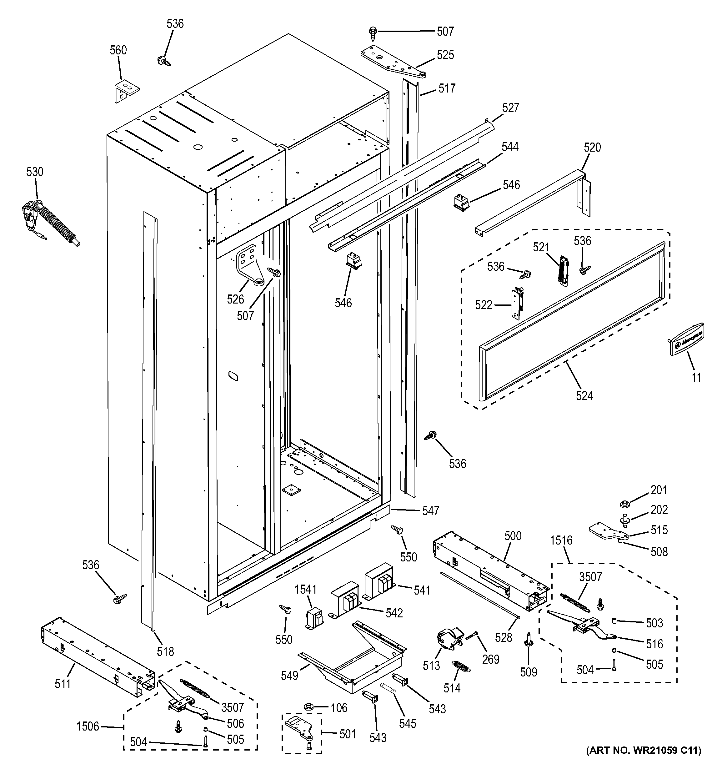 GE ZIS420NHA case parts diagram