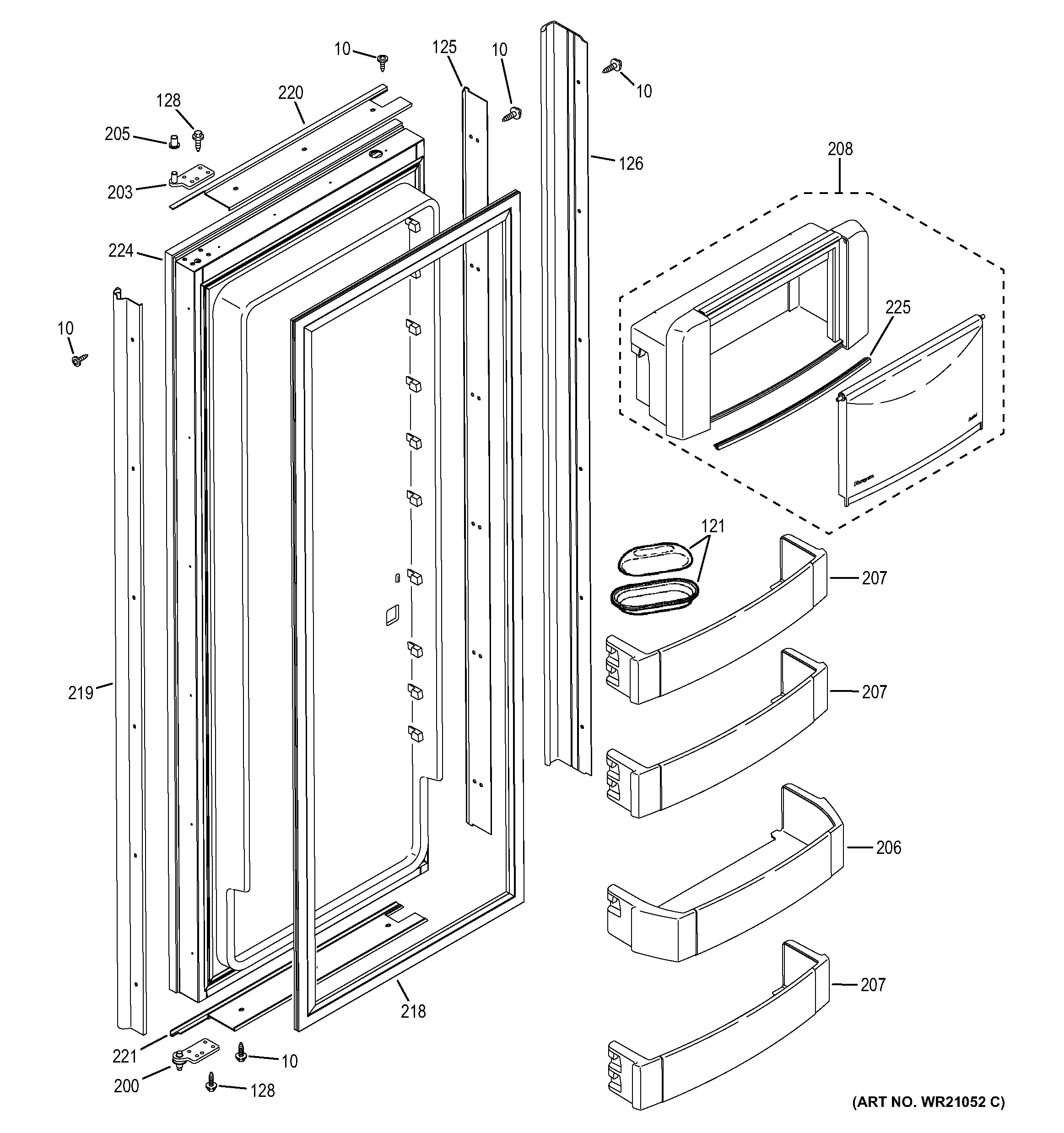 GE ZIS420NXC fresh food door diagram