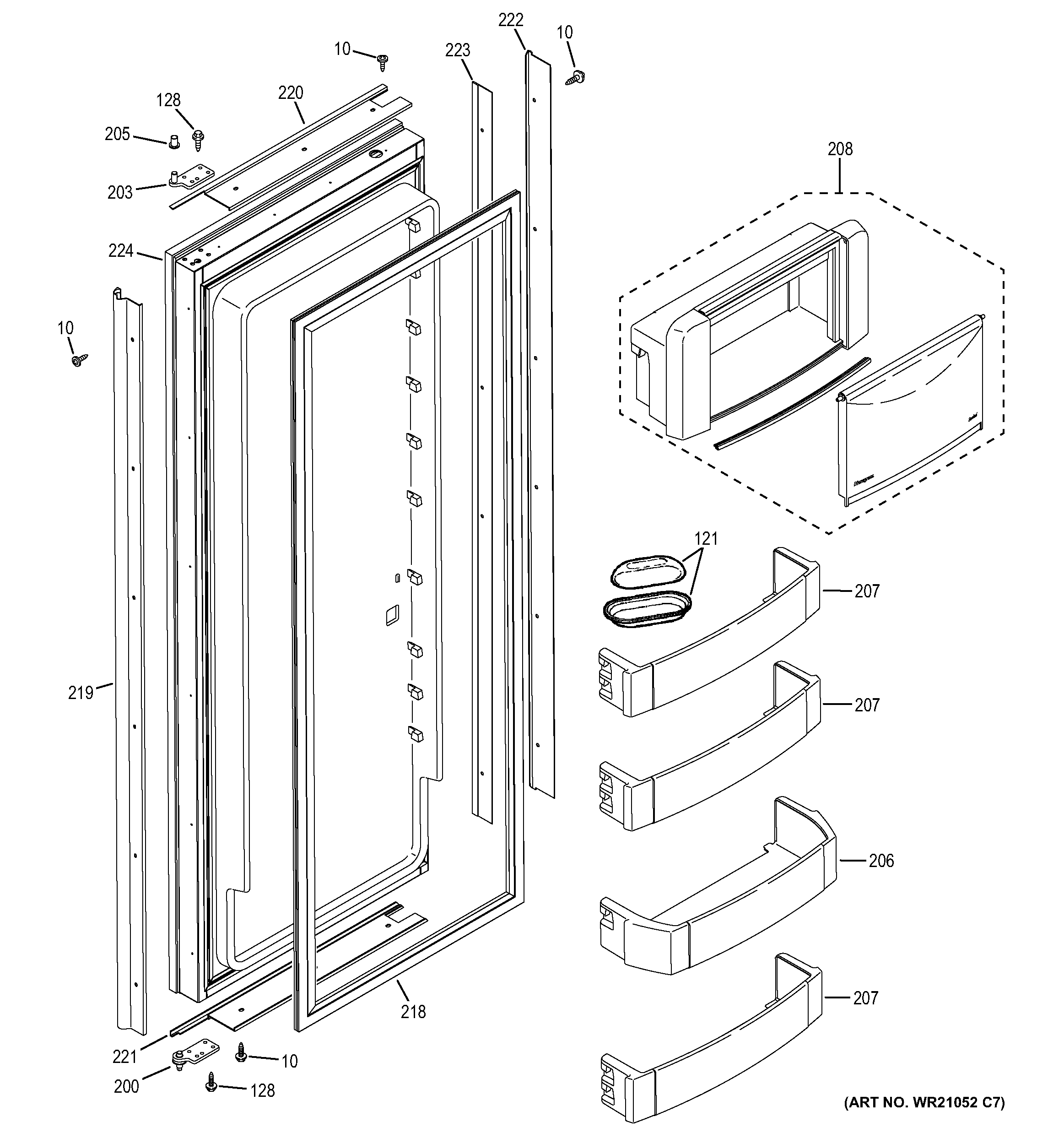 GE ZISB420DHA fresh food door diagram