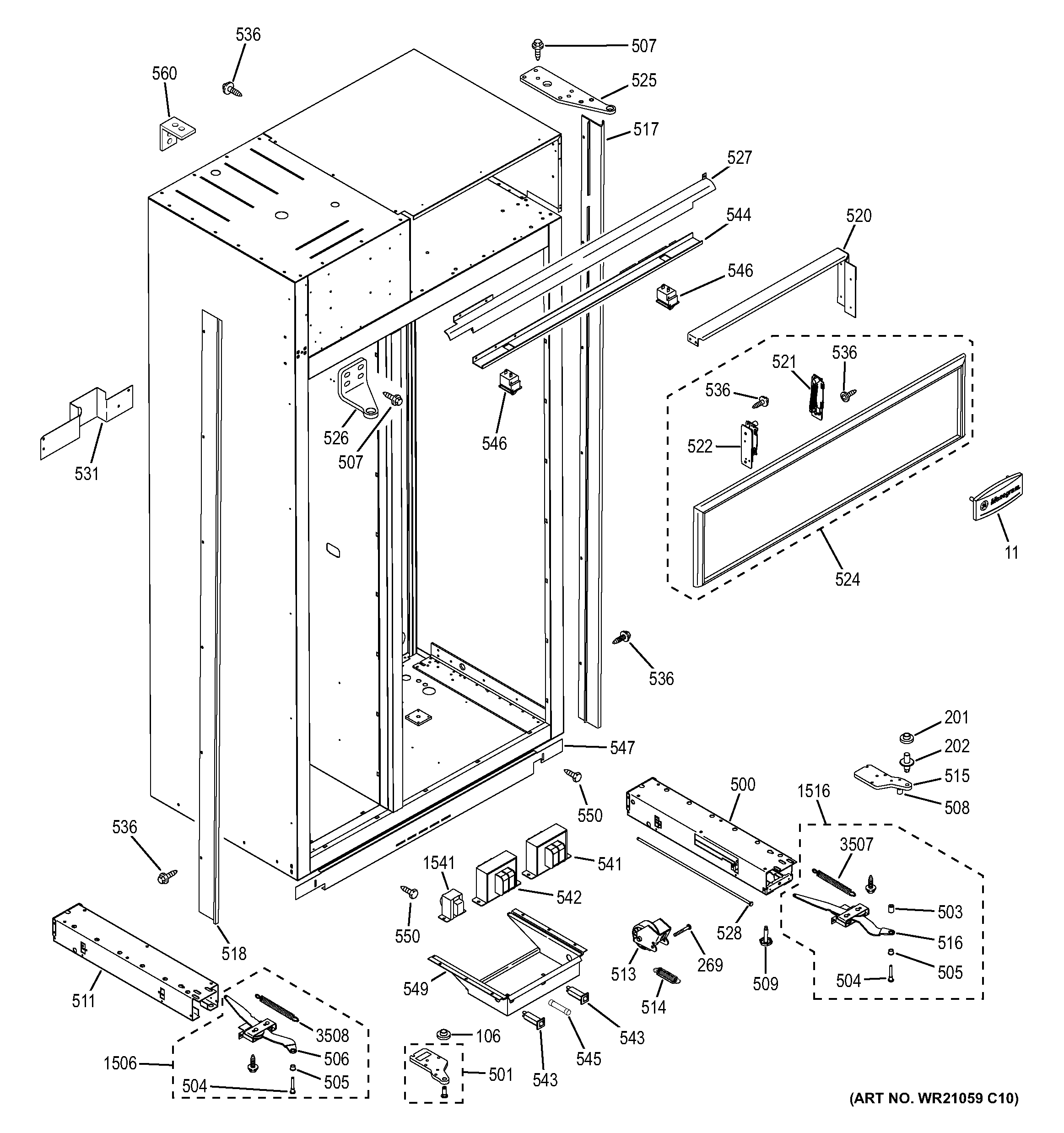 GE ZISB420DHA case parts diagram