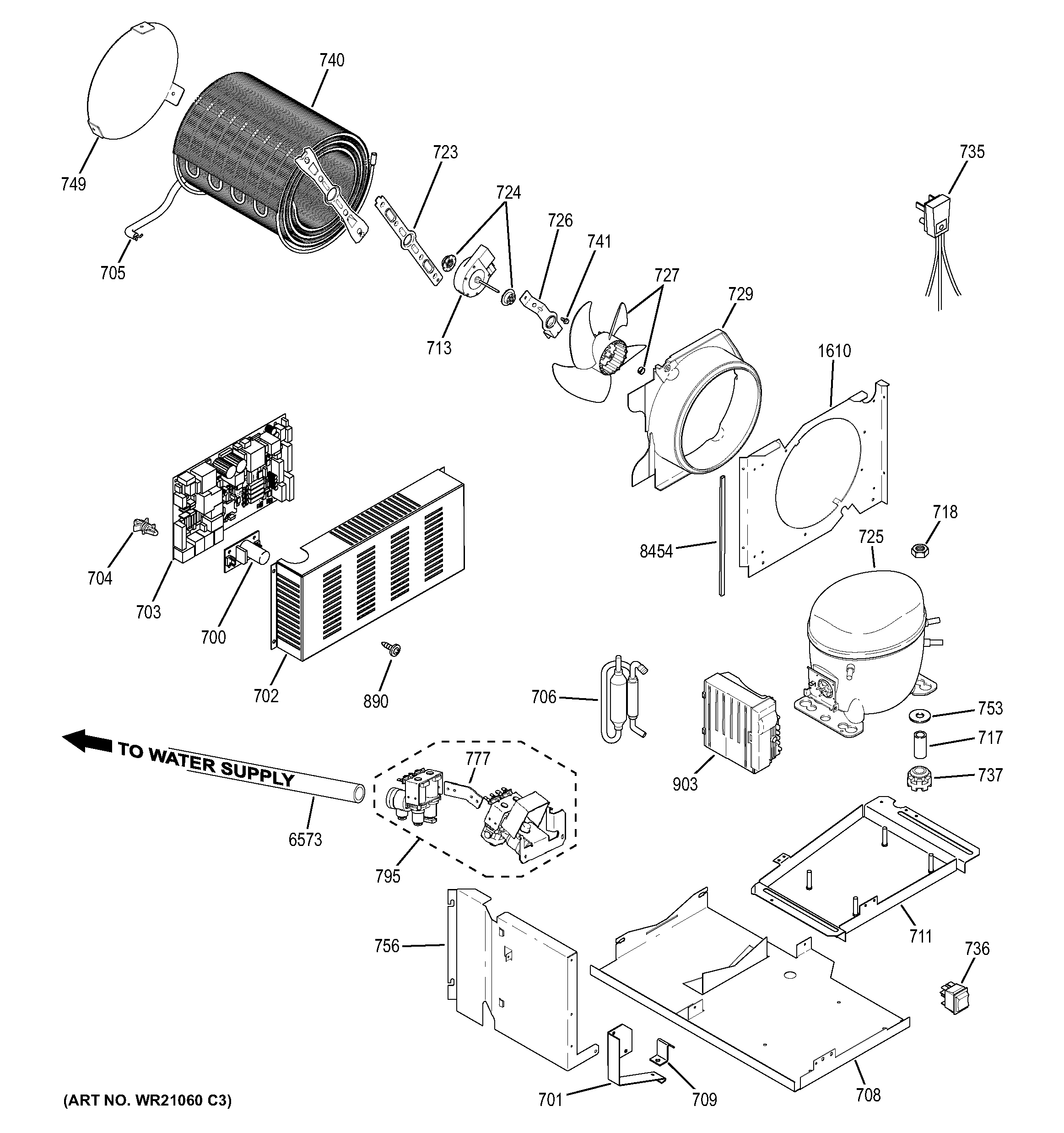 GE ZISB420DHB machine compartment diagram