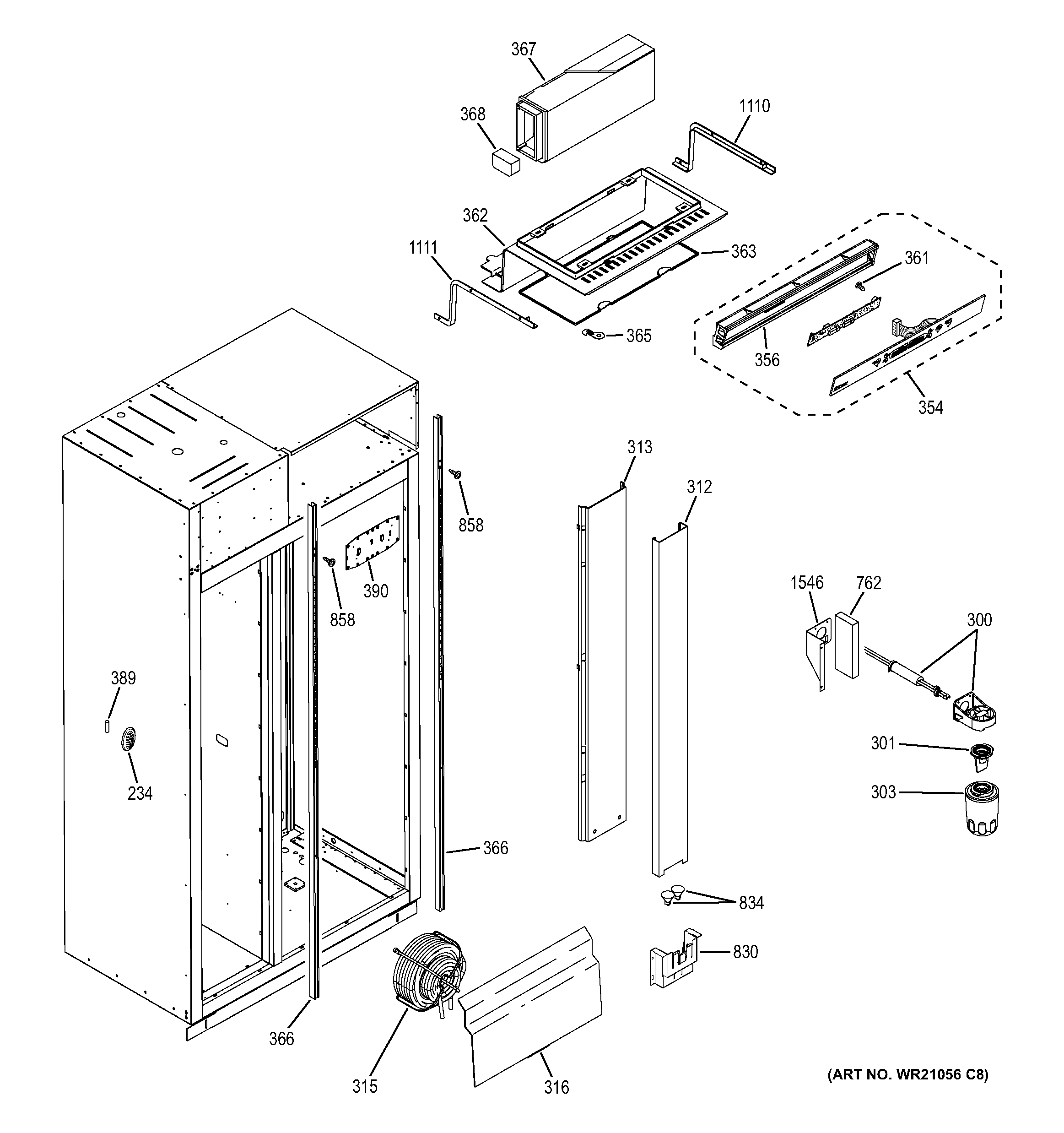 GE ZISB480DHB fresh food section diagram