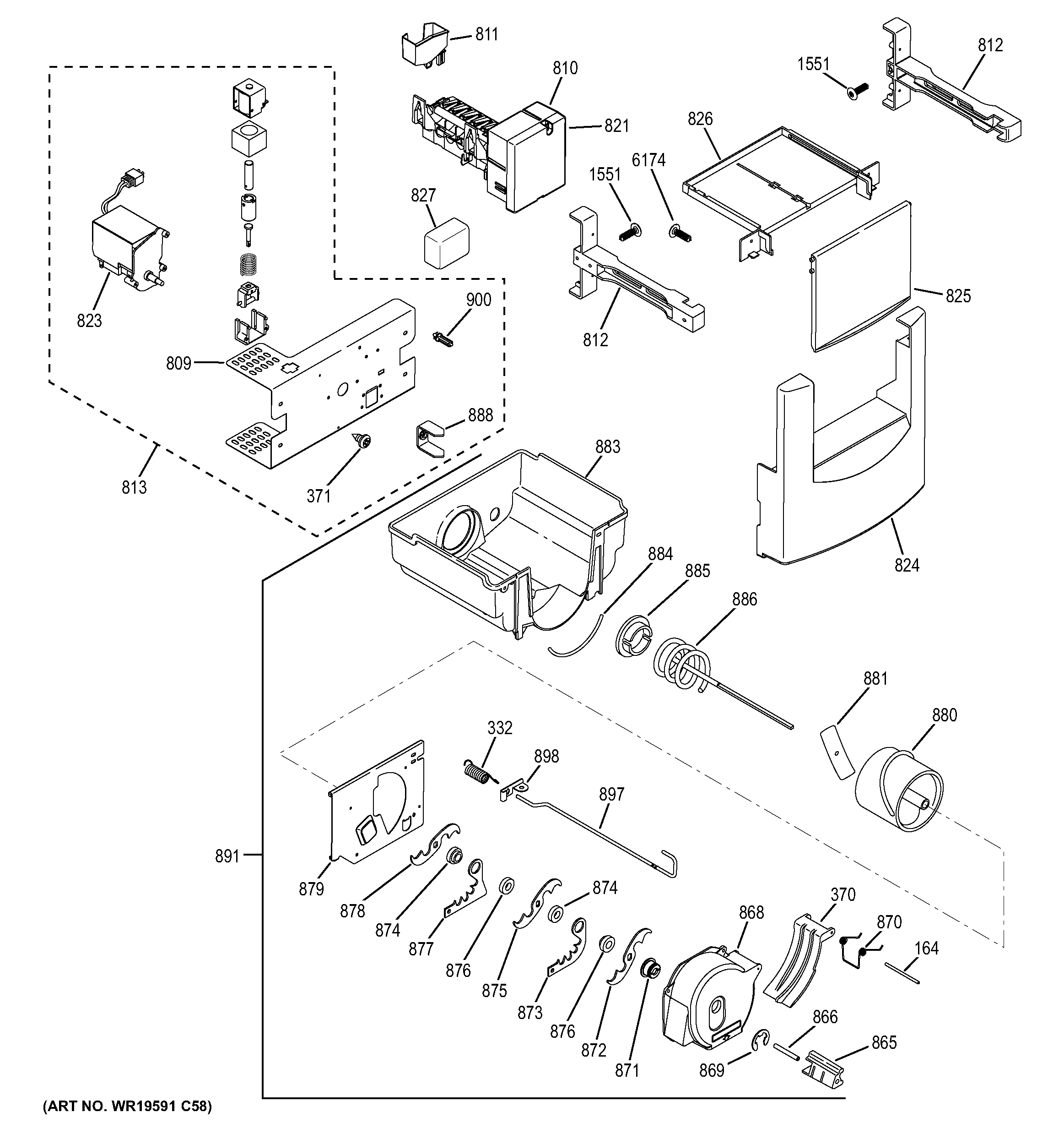 GE ZISB480DXD ice maker & dispenser diagram