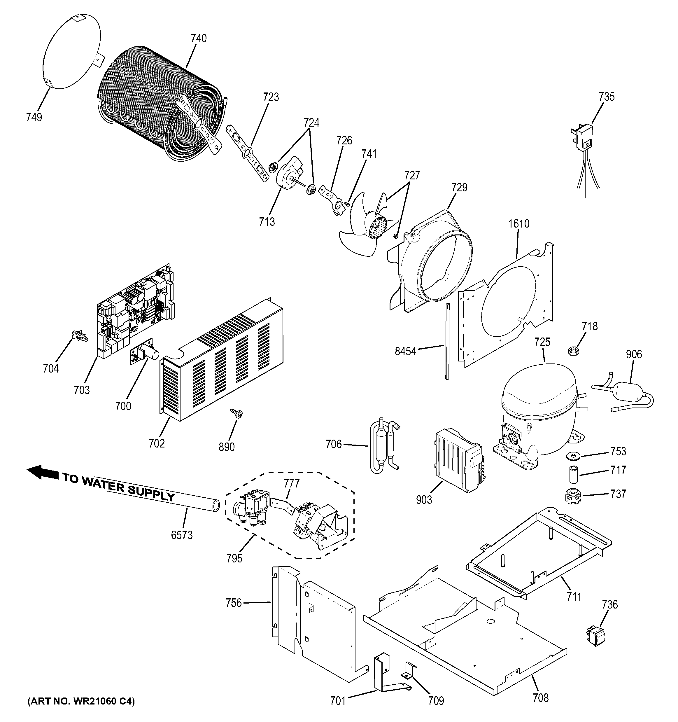 GE ZISP480DHASS machine compartment diagram