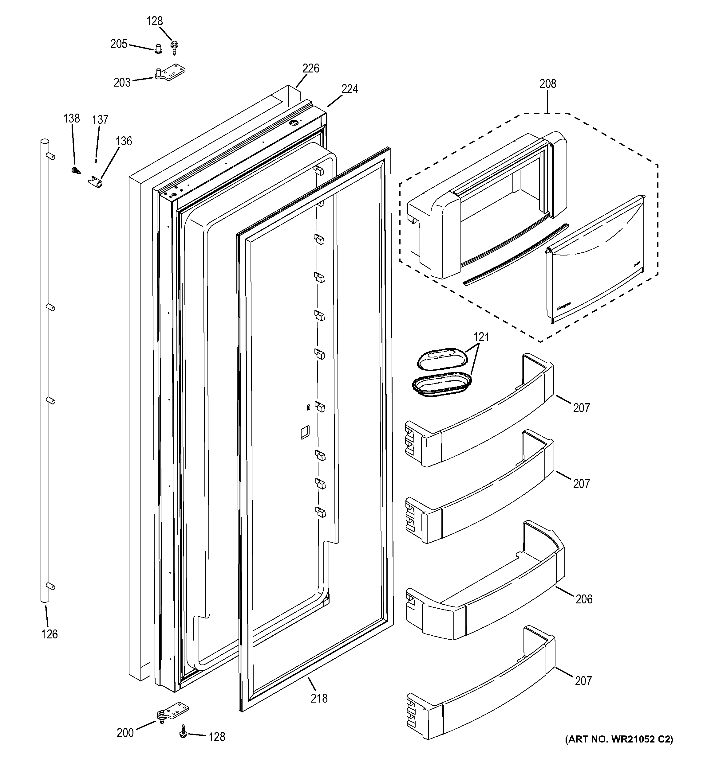 GE ZISS480NXCSS fresh food door diagram