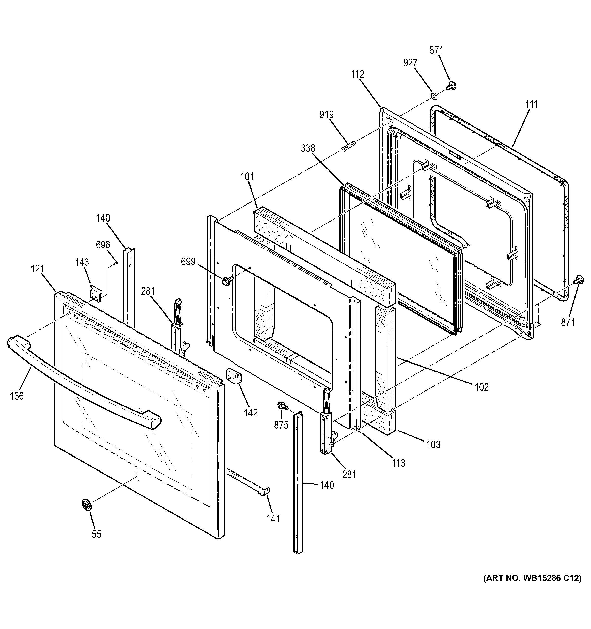 GE JB755DJ2BB door diagram