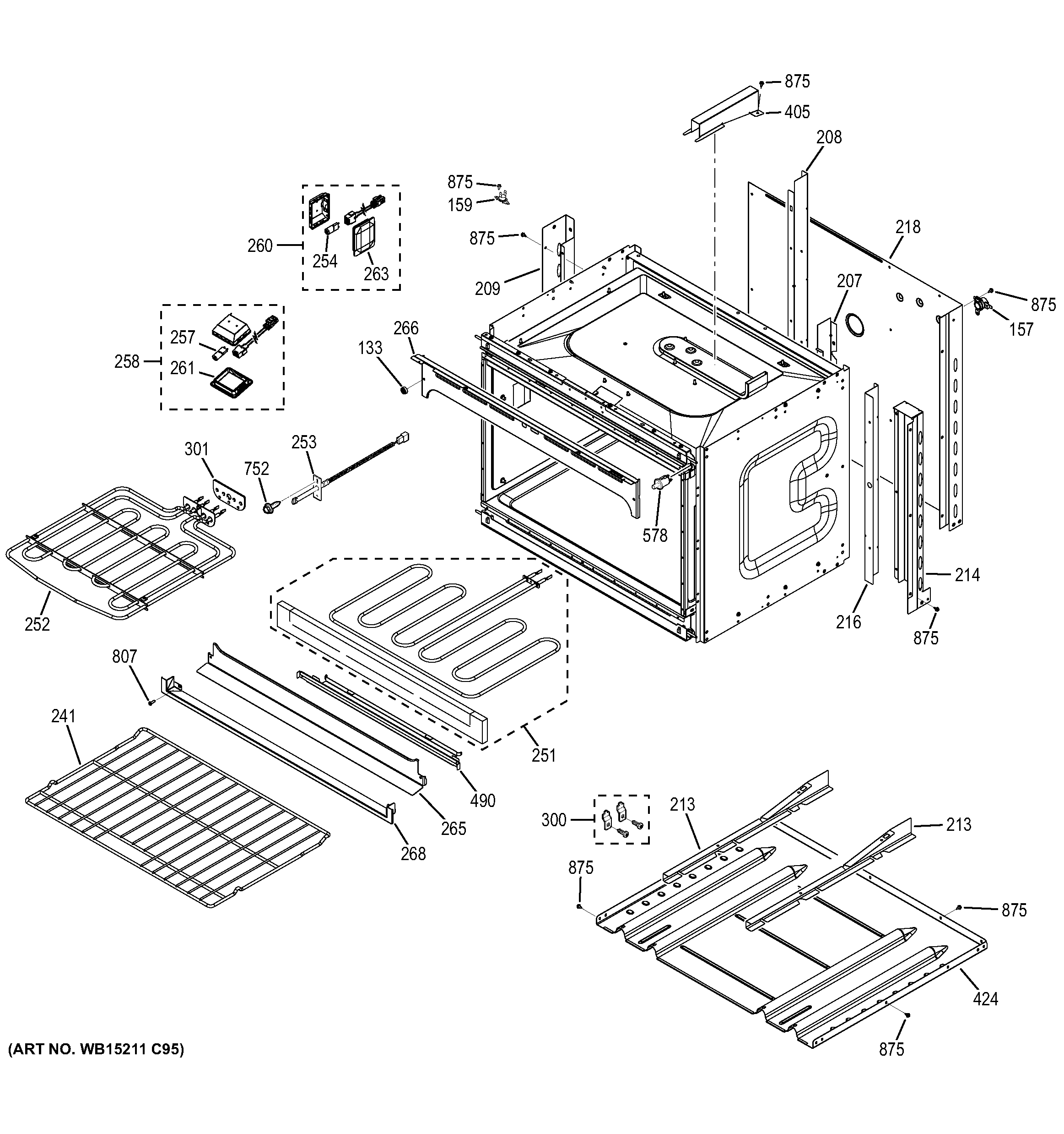 GE JT5500EJ1ES lower oven diagram