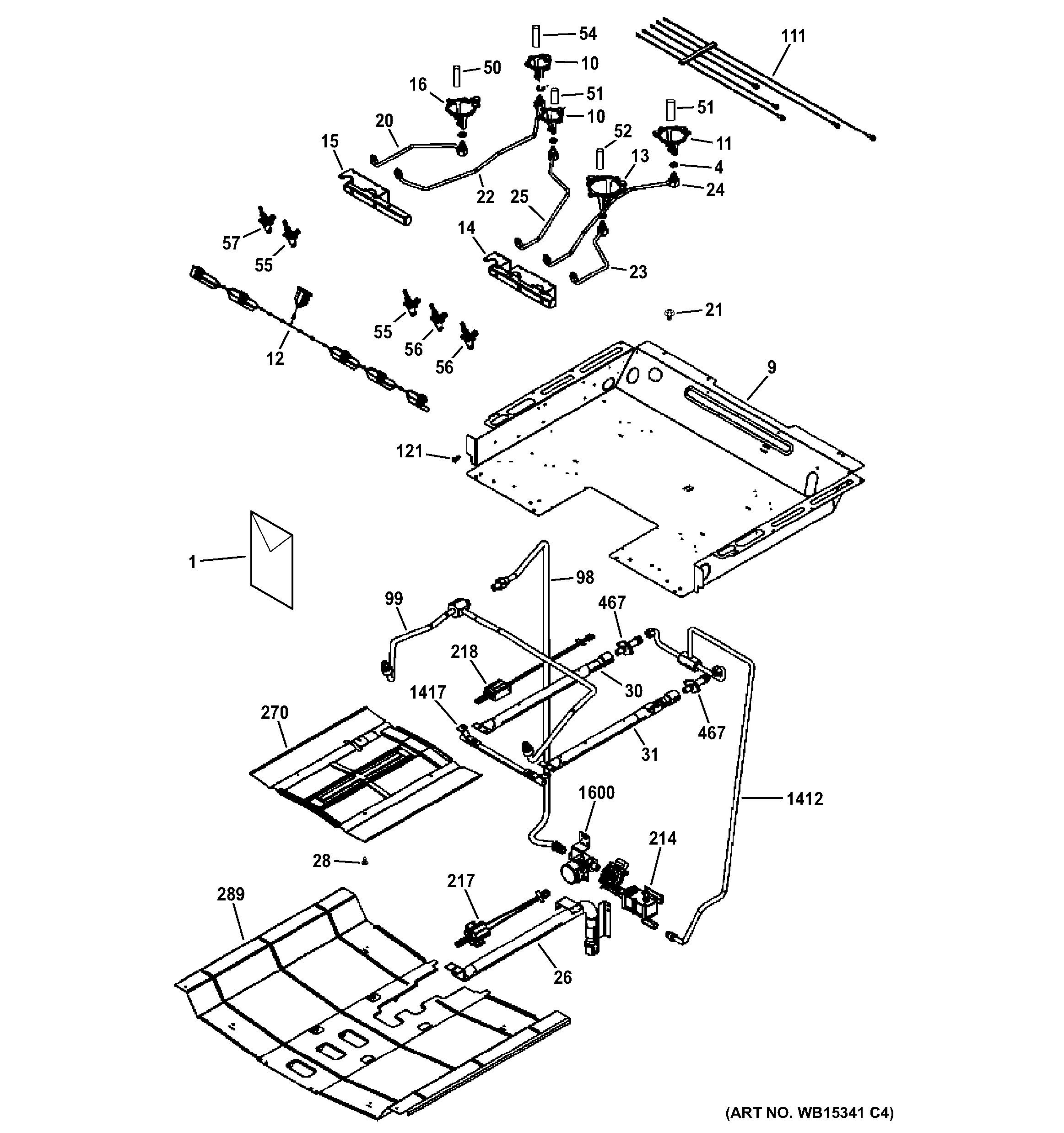 GE JGS750SEF2SS gas & burner parts diagram