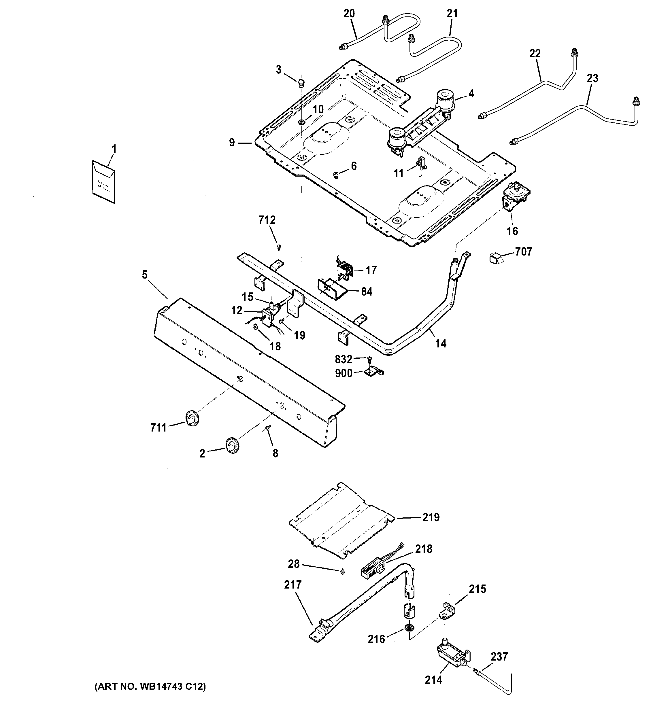 Hotpoint RGB525DEH3WW gas & burner parts diagram