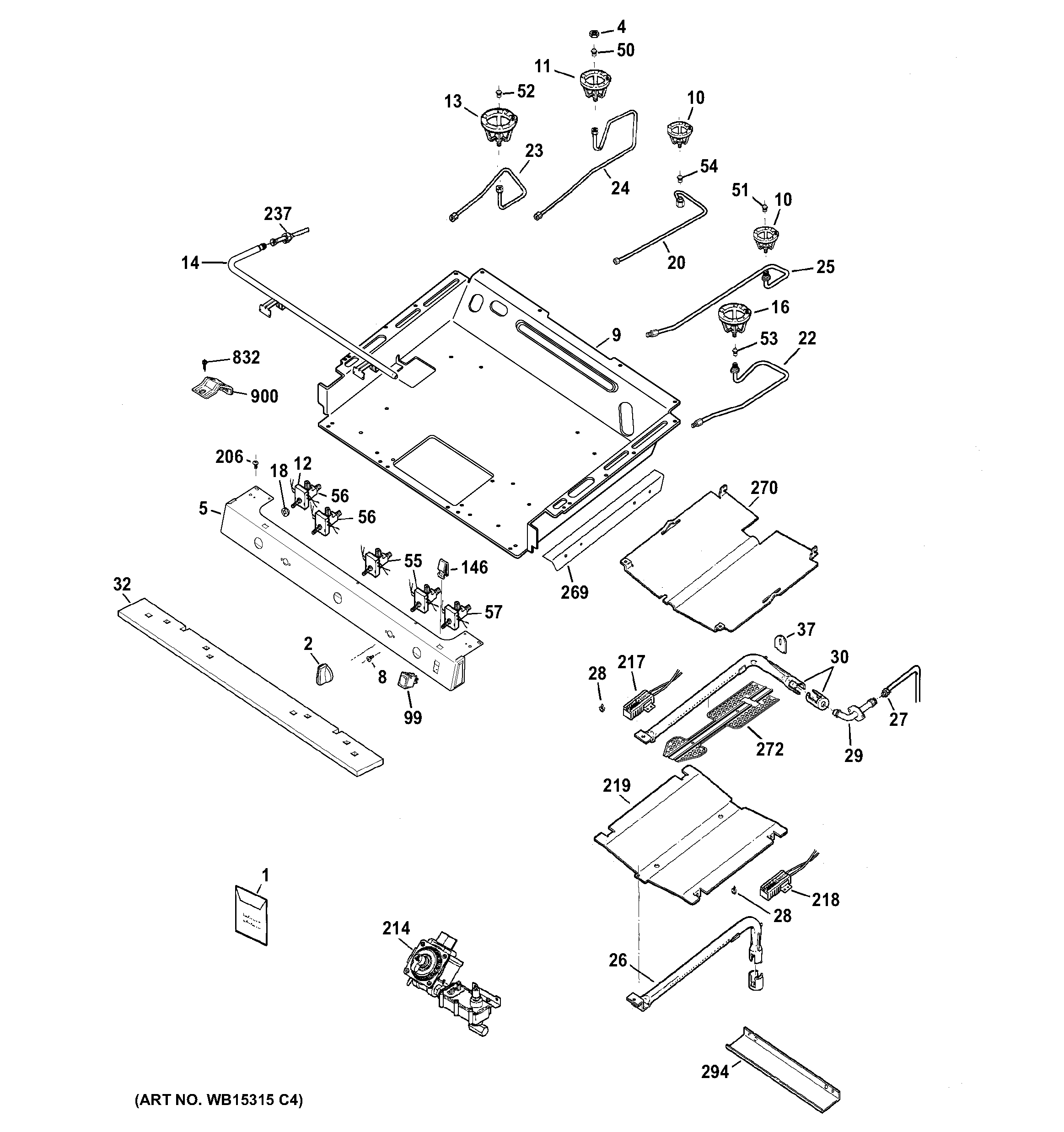 GE JGB690SEF1SS gas & burner parts diagram