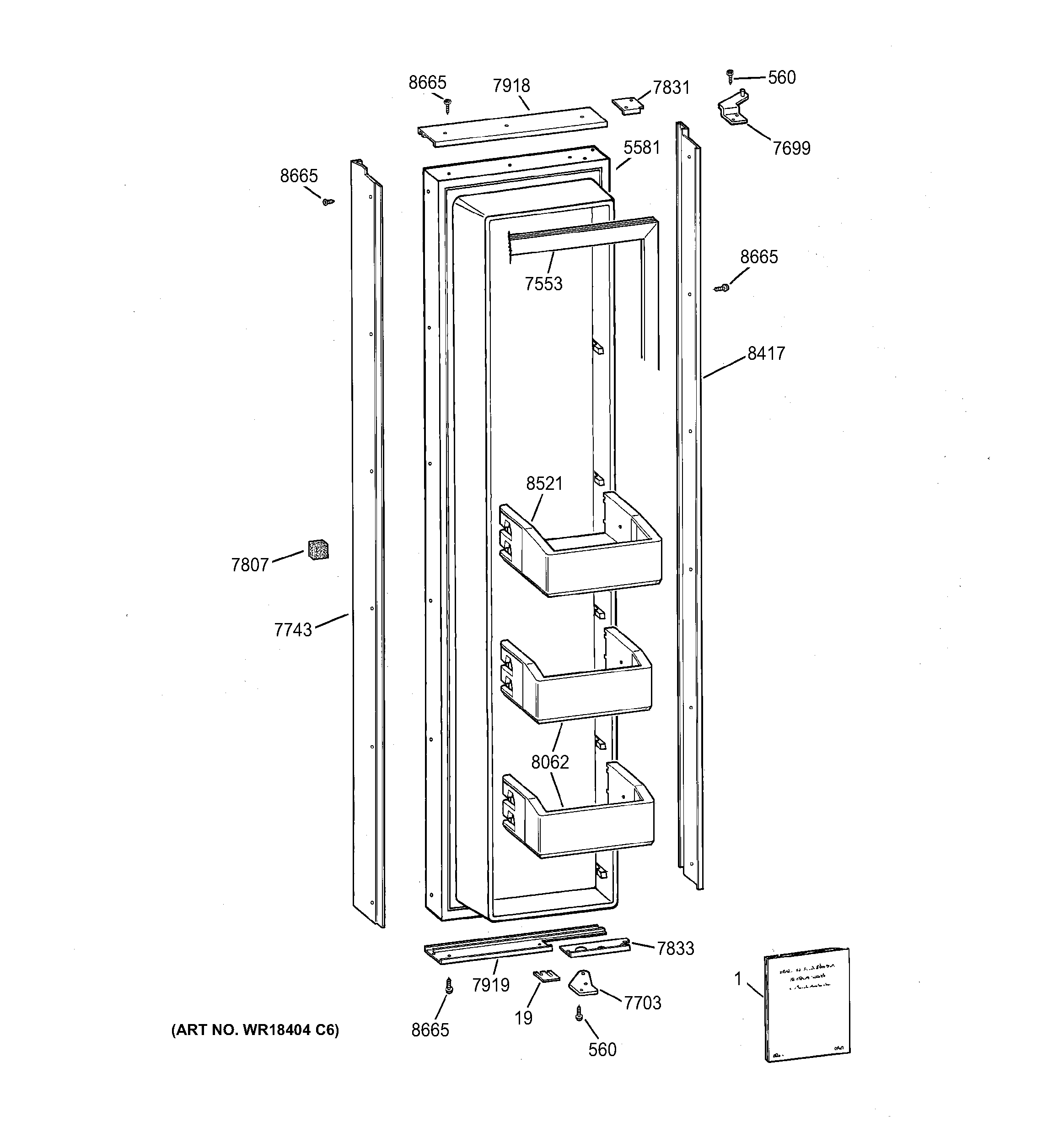 GE ZIS48NCA freezer door diagram