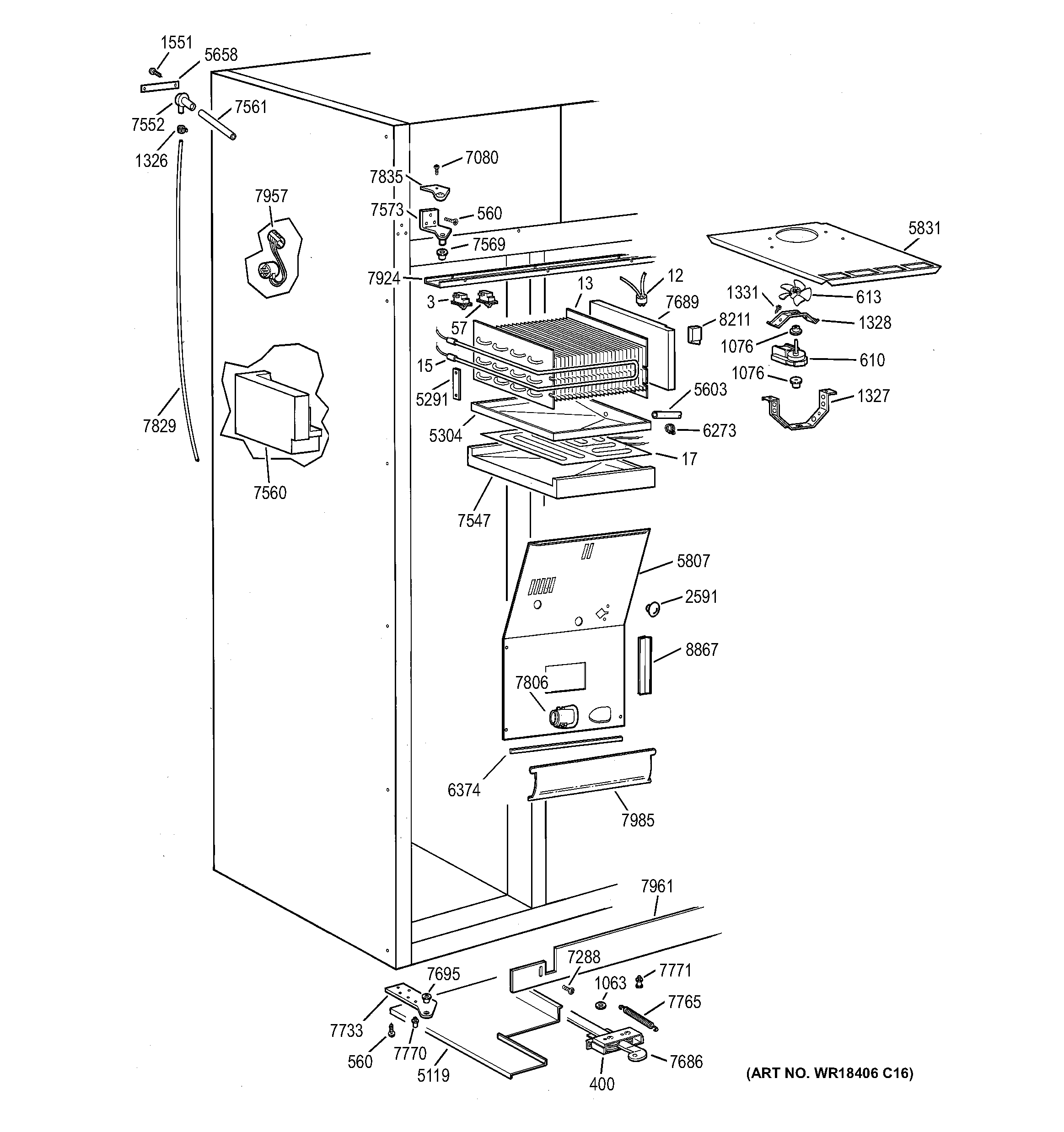 GE ZIS48NCA freezer section (1) diagram