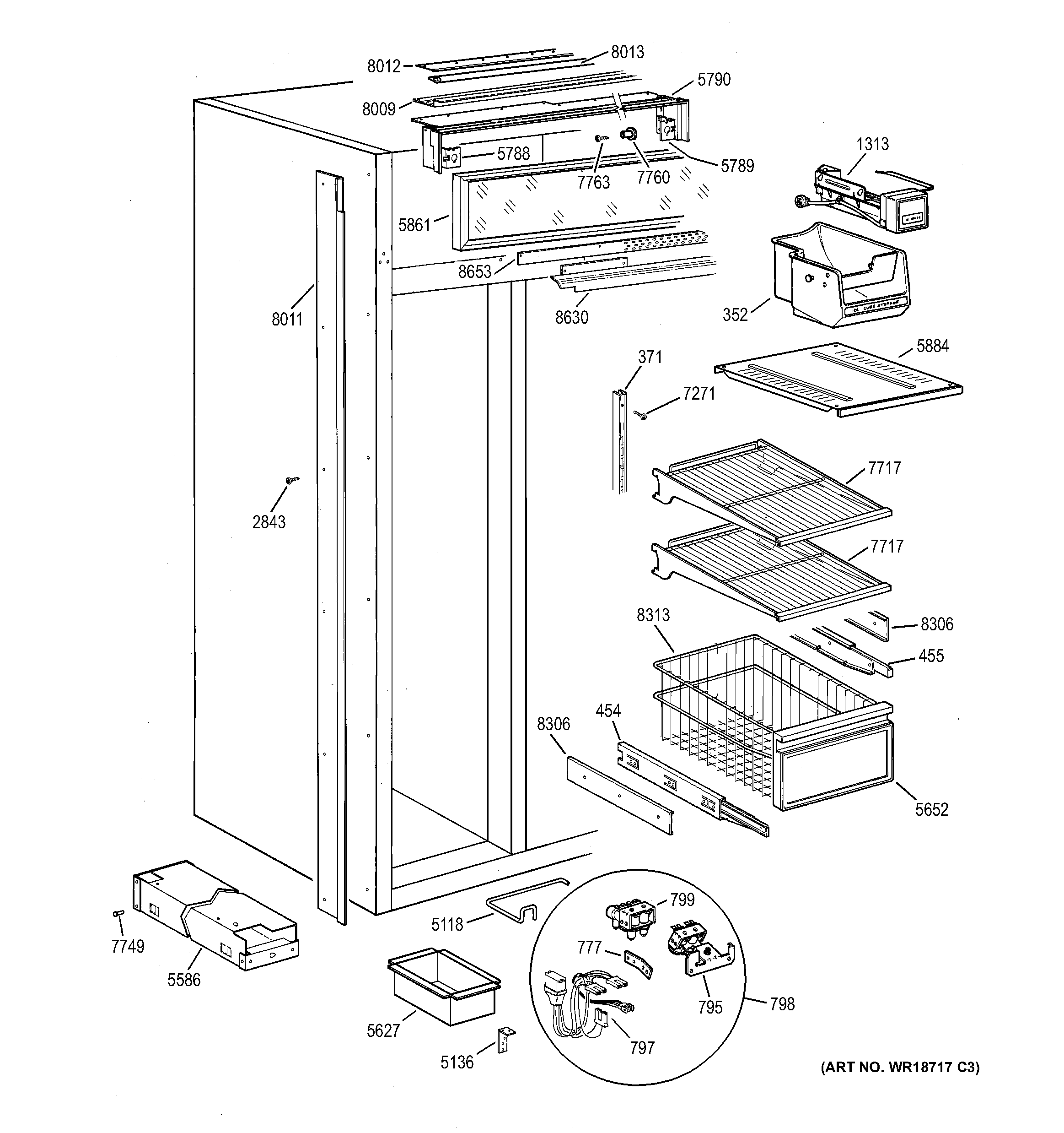 GE ZIS48NCA freezer section (2) diagram