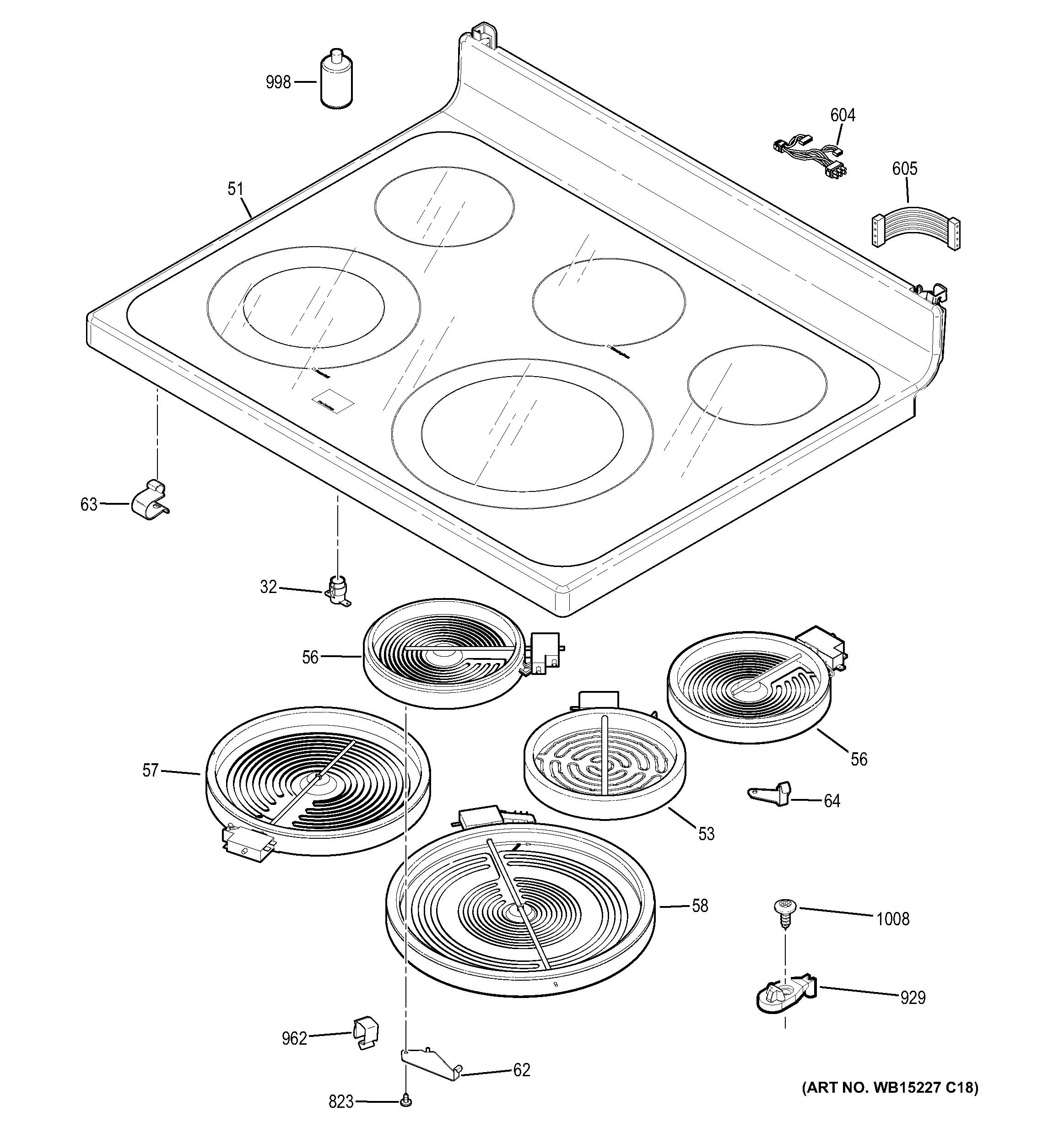 GE JB860EJ3ES cooktop diagram