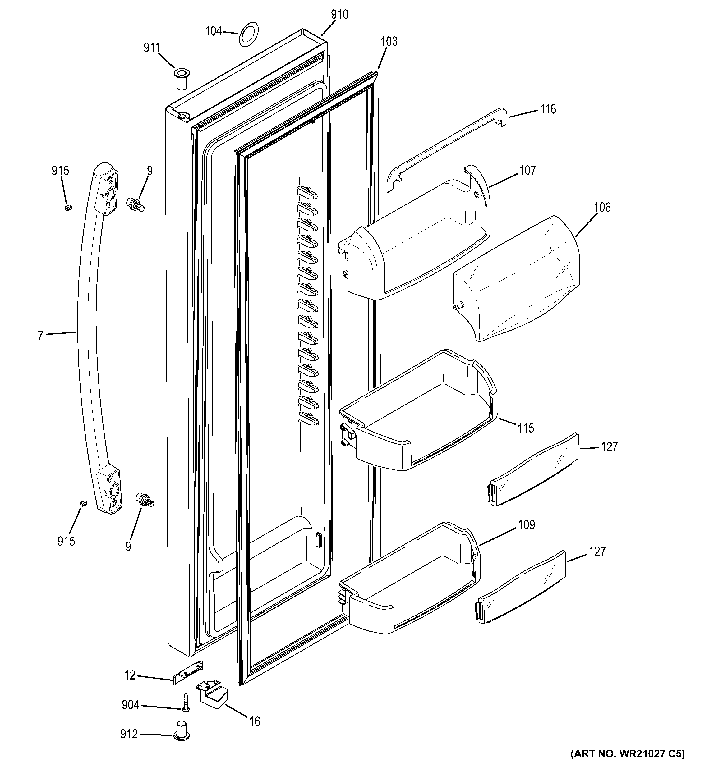 GE GSE25HMHEHES fresh food door diagram
