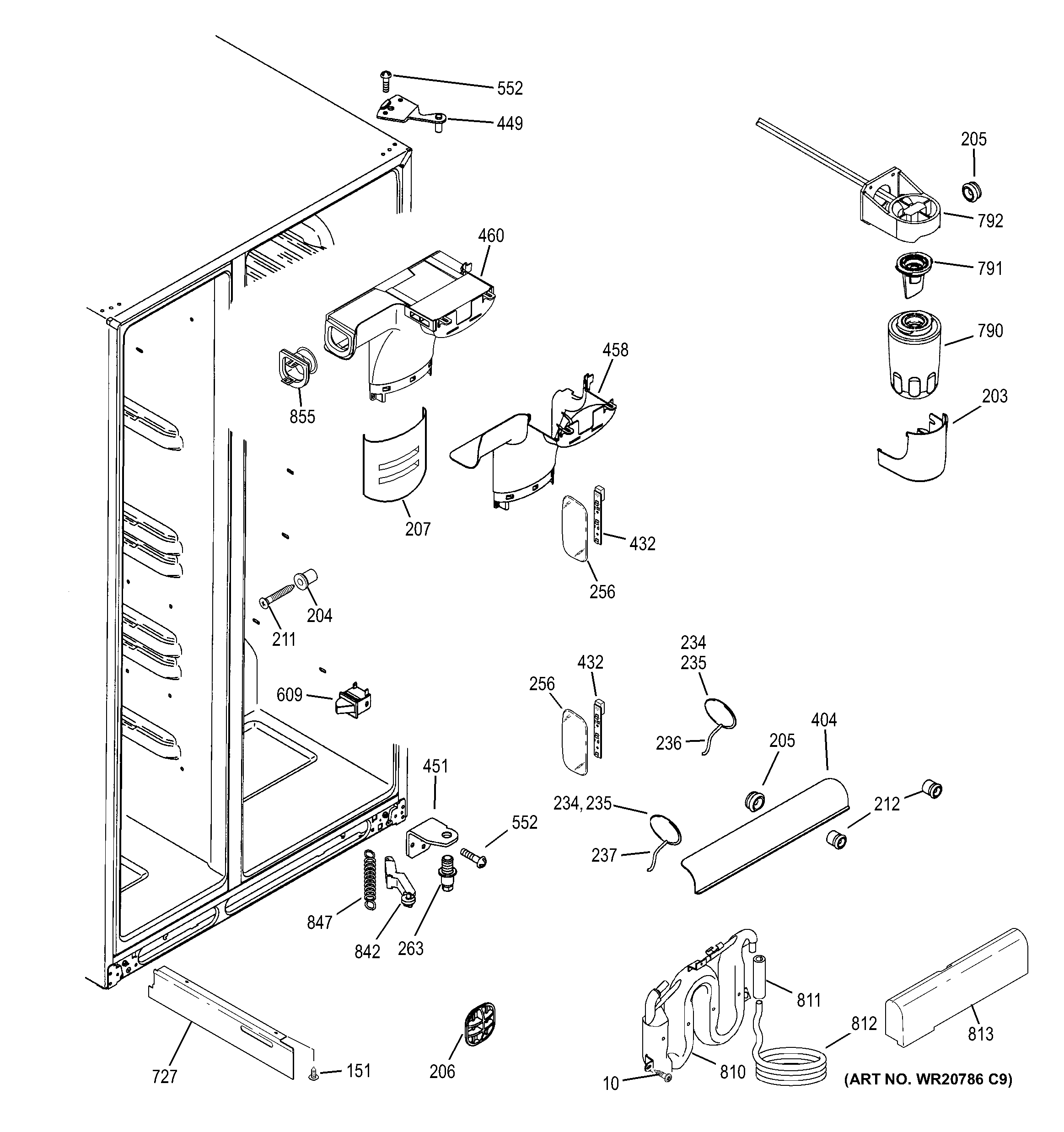 GE PSE25KSHEHSS fresh food section diagram