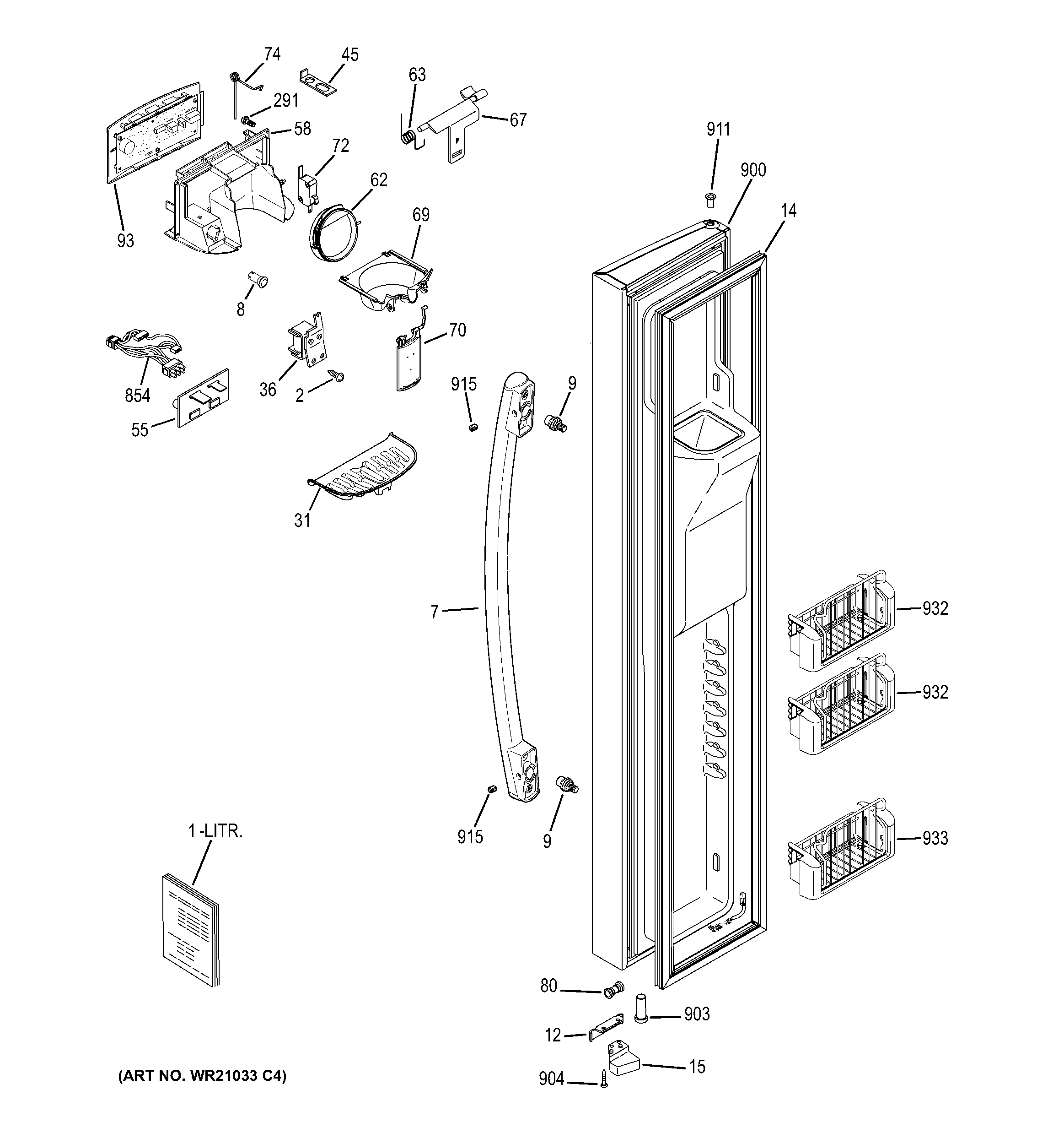 GE PZS22MMKEHES freezer door diagram