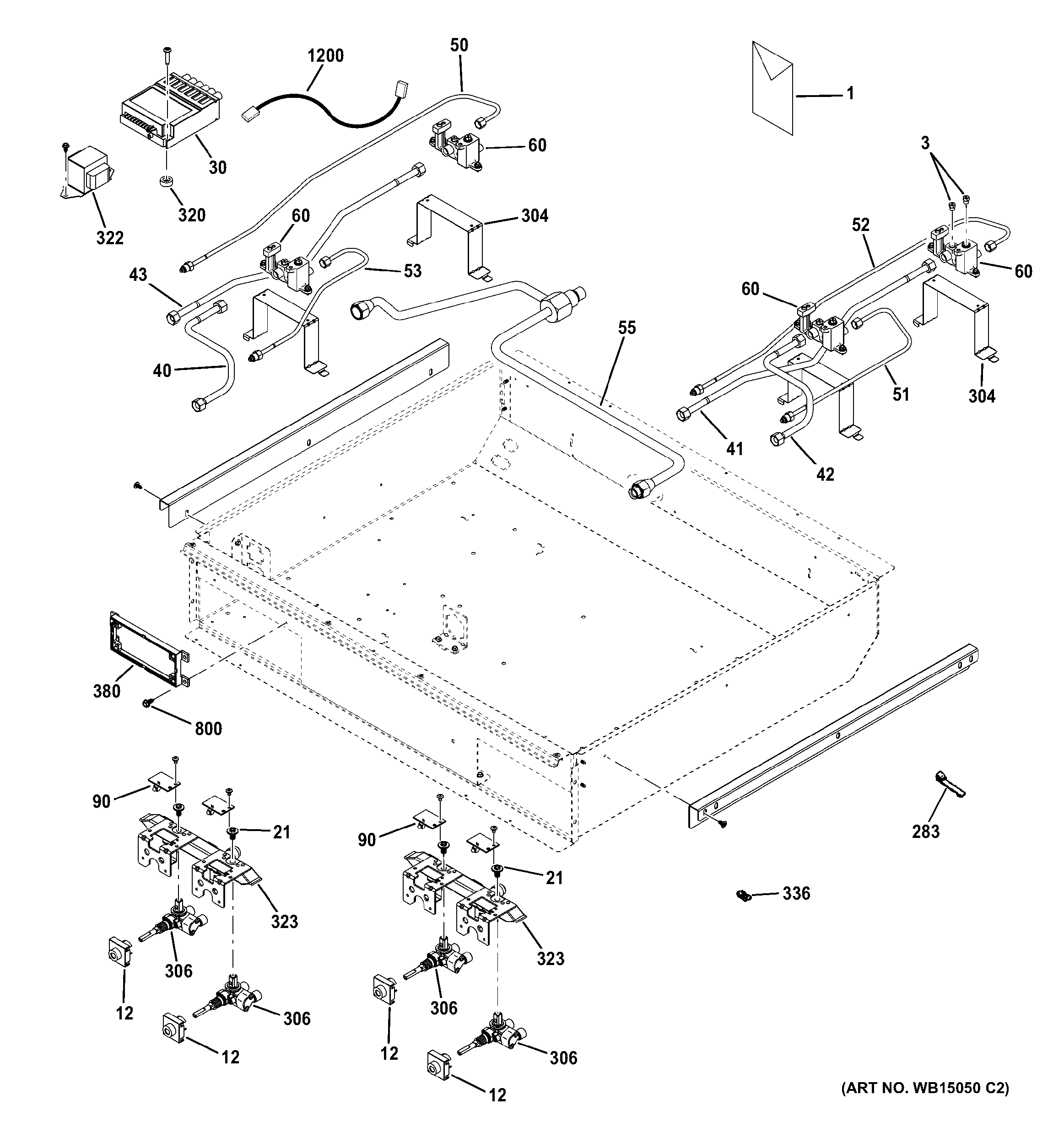 GE ZGP304LR4SS gas & burner parts diagram