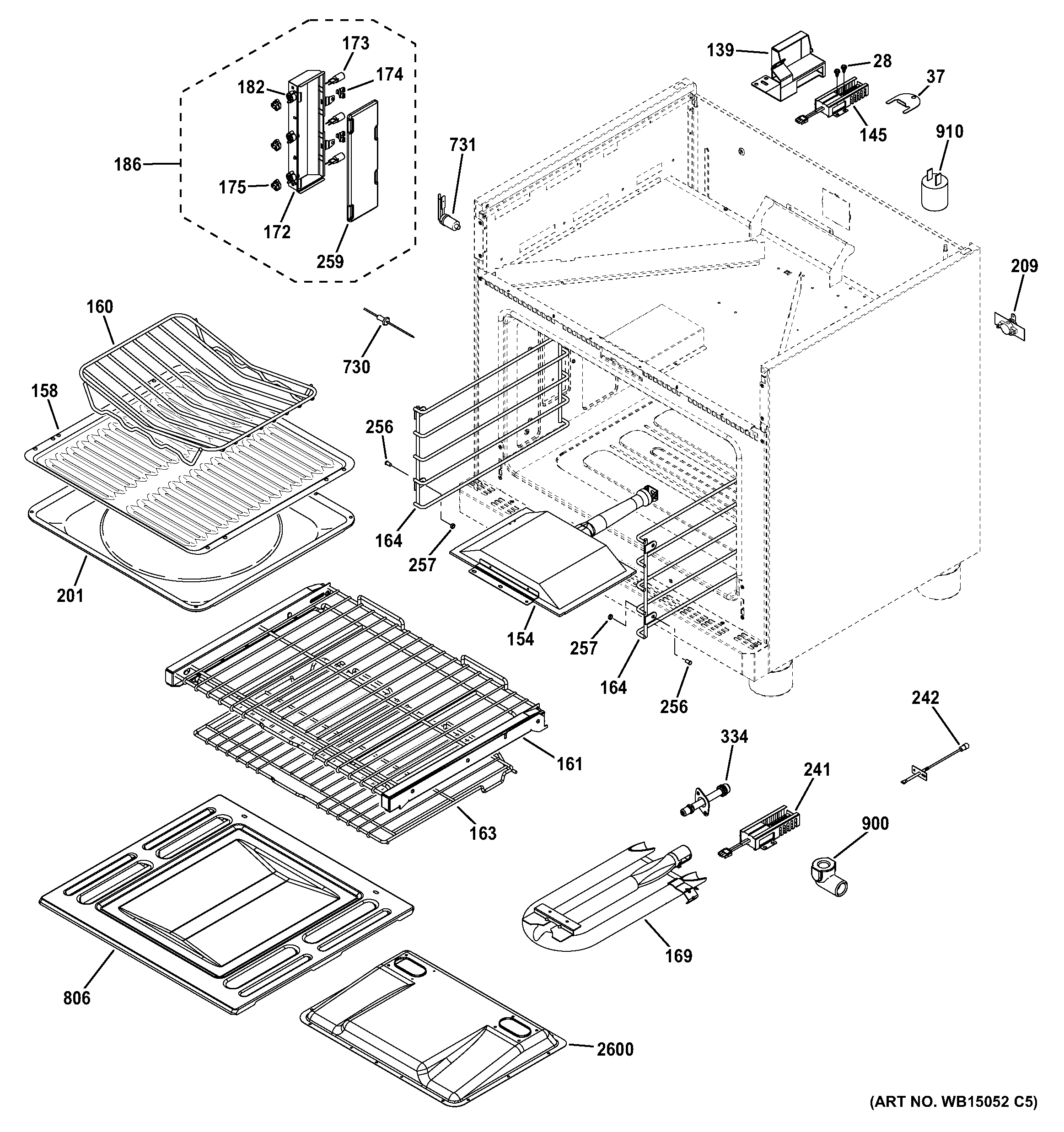 GE ZGP304LR4SS oven cavity parts diagram