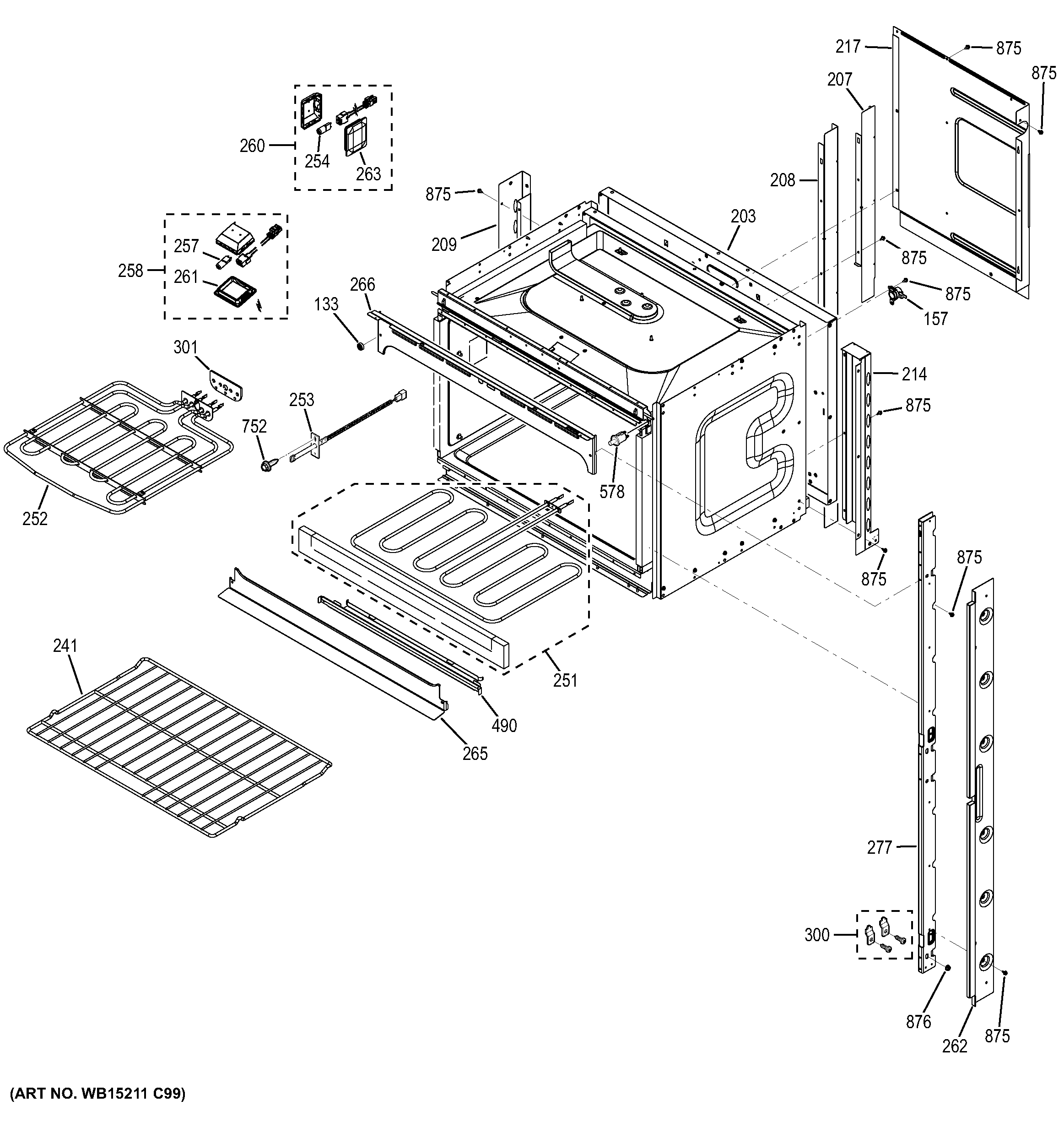 GE JT5500SF4SS upper oven diagram